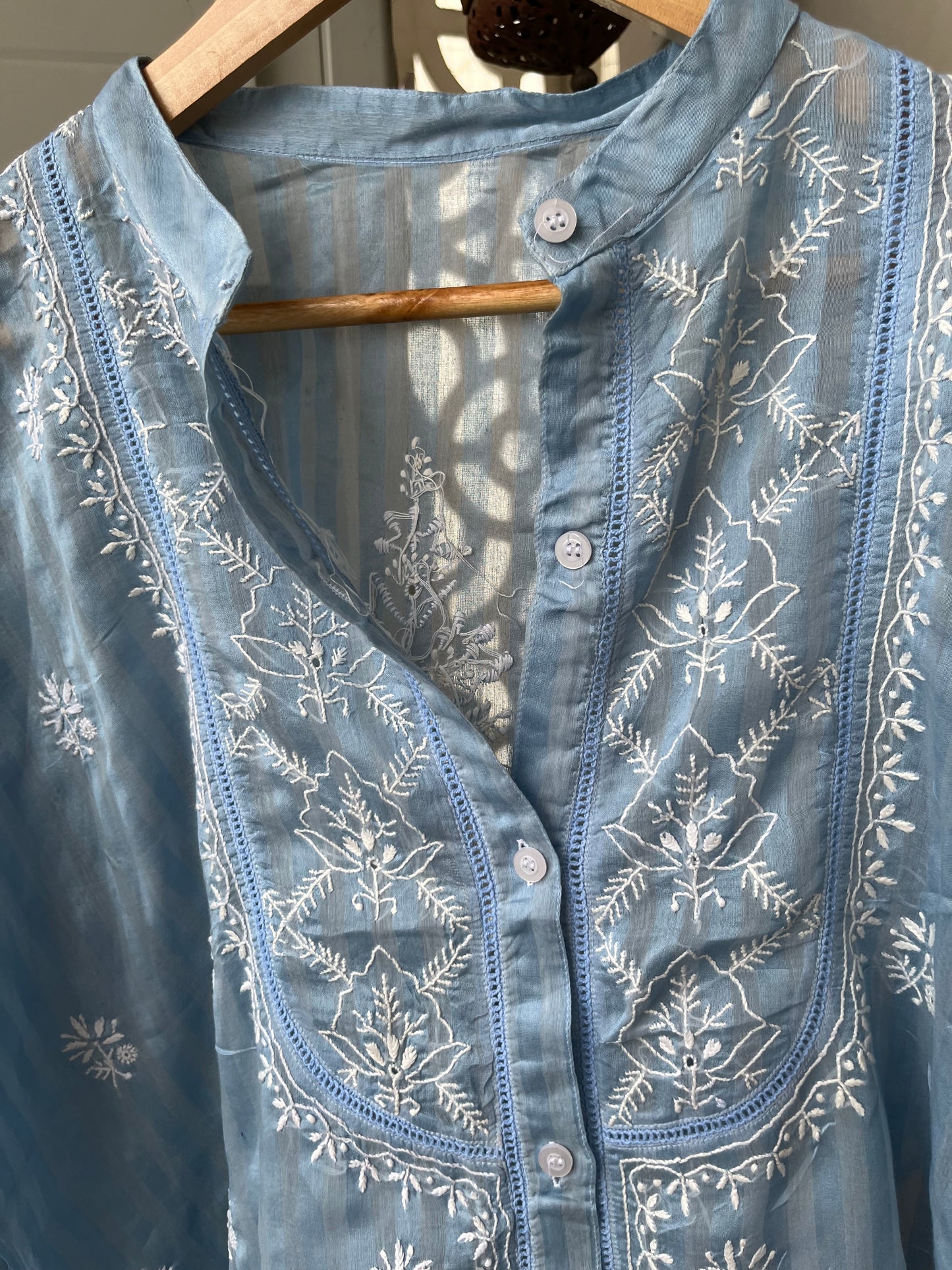 Chanderi chikan shirt and a-bottom-coord set