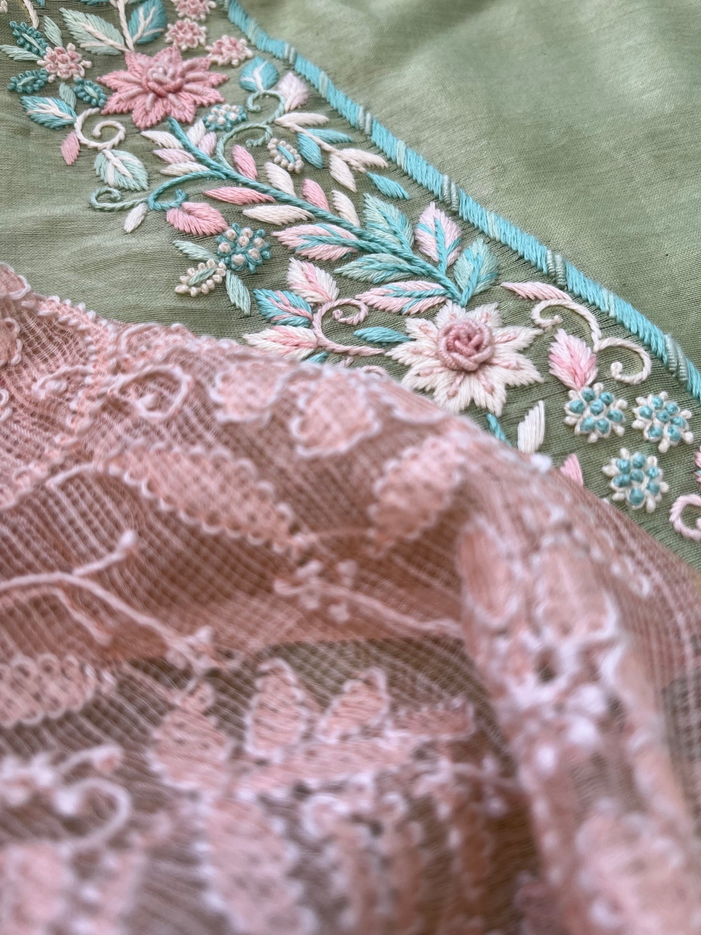 Hand embroidered chanderi kurta kota silk chikan work dupatta