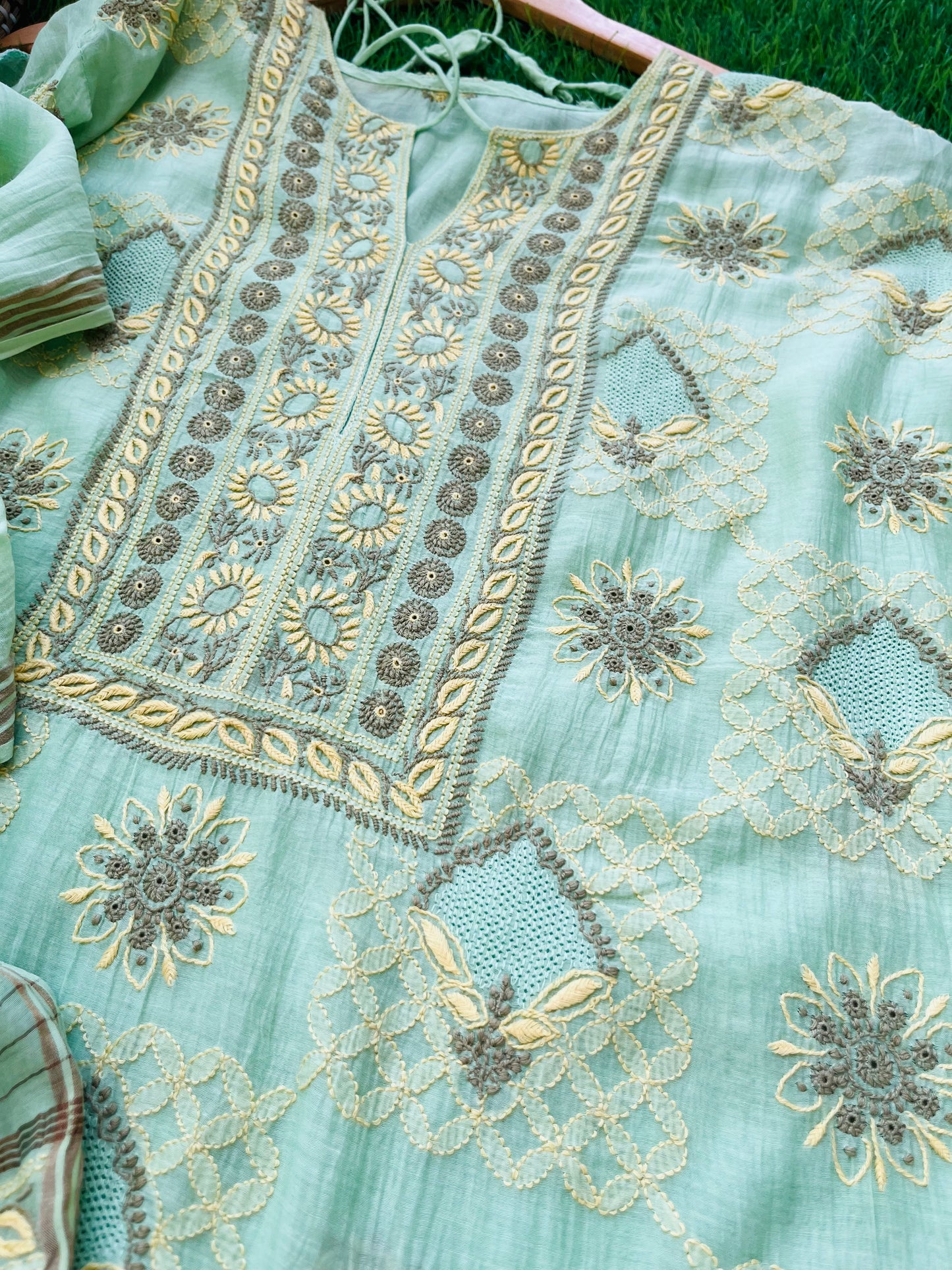 Chanderi Chikankari Kurta Dupatta
