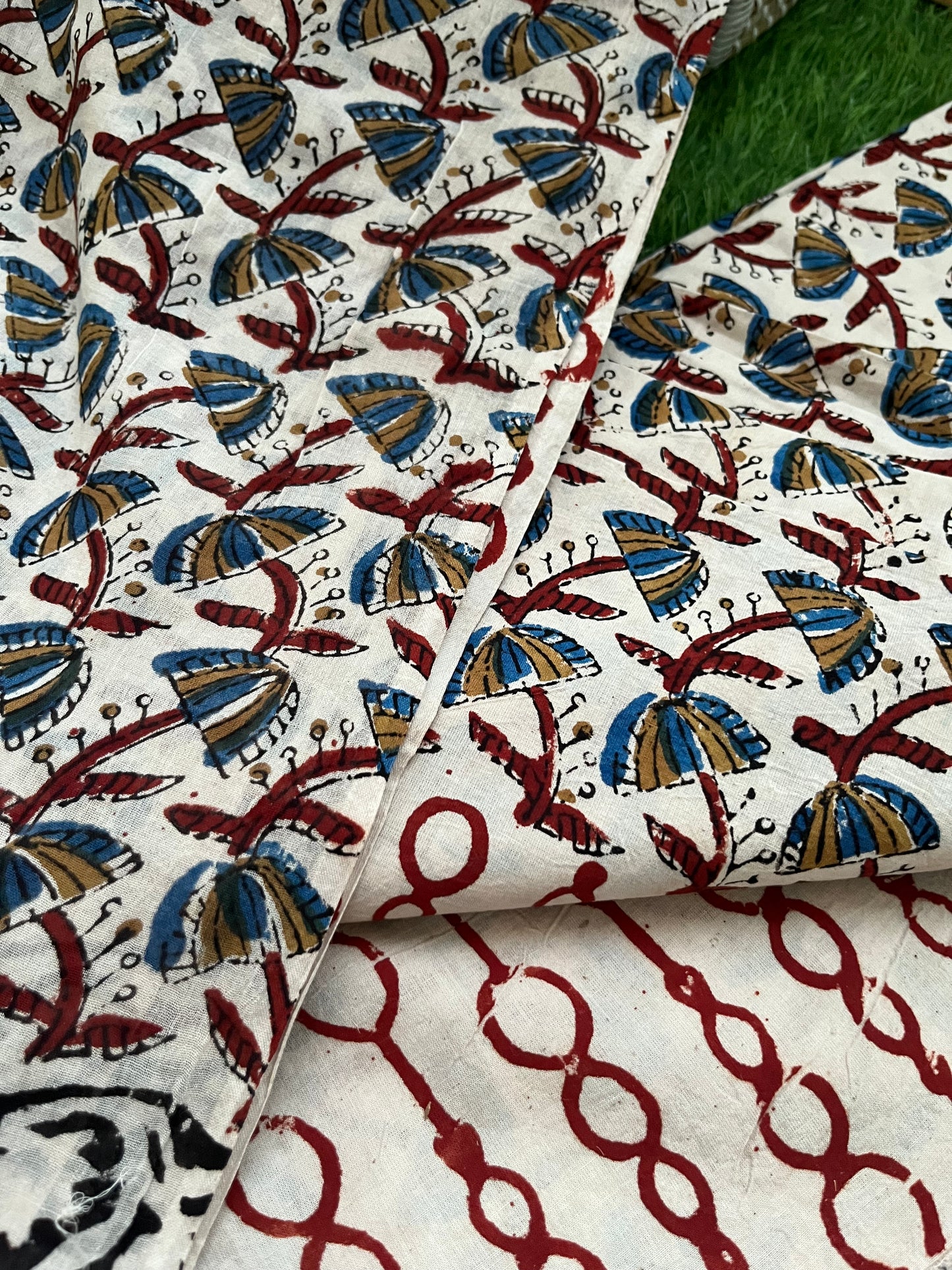 Cotton Kalamkari block print kurta bottom Dupatta