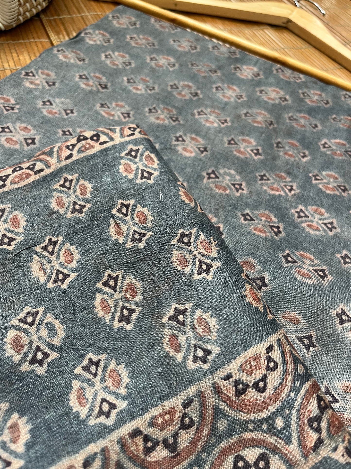 Tussar silk Ajrakh Kurta and dupatta