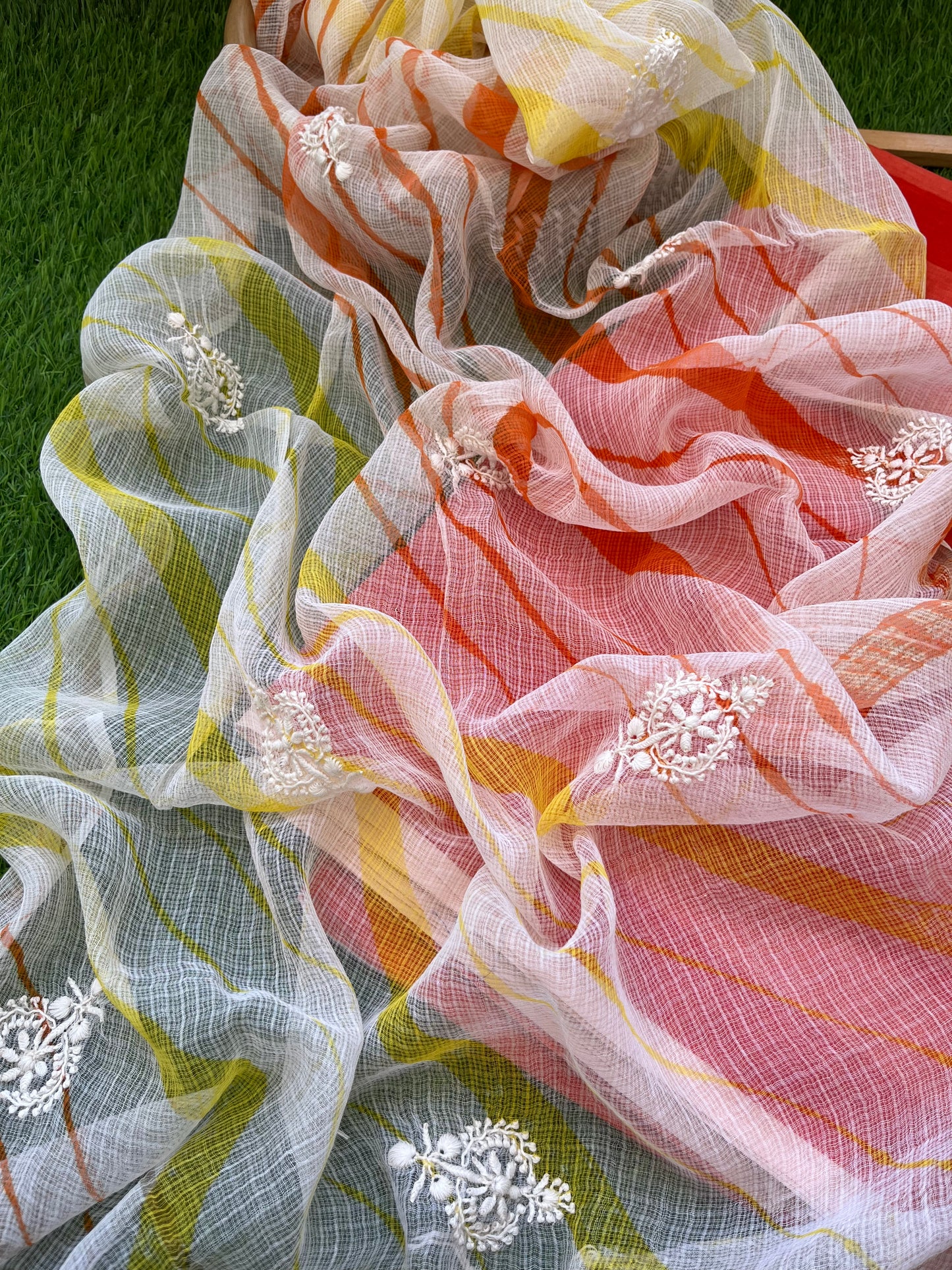 रोज़ाना :kota doria Chikankari Dupatta with cotton block print kurta bottom Fabric