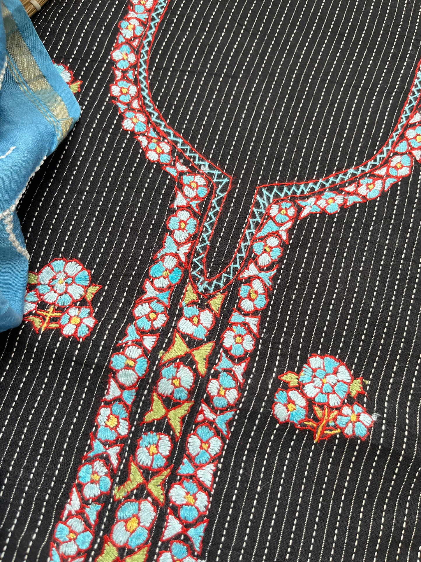 Cotton kashmiri work kurta bandhani Dupatta