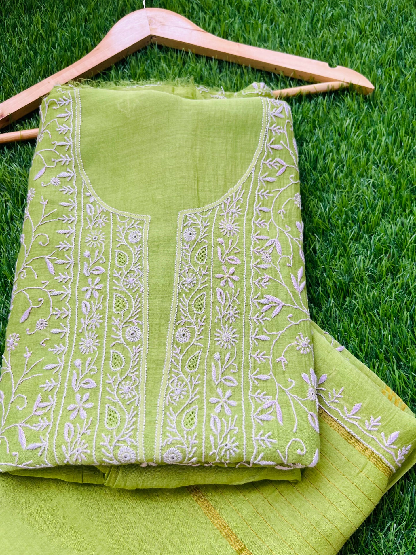 Chanderi Chikankari Kurta Dupatta