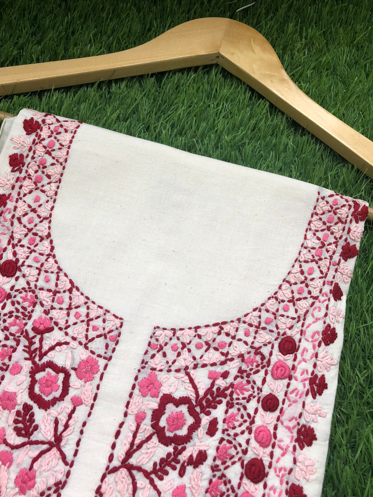Knot work kurta block print dupatta