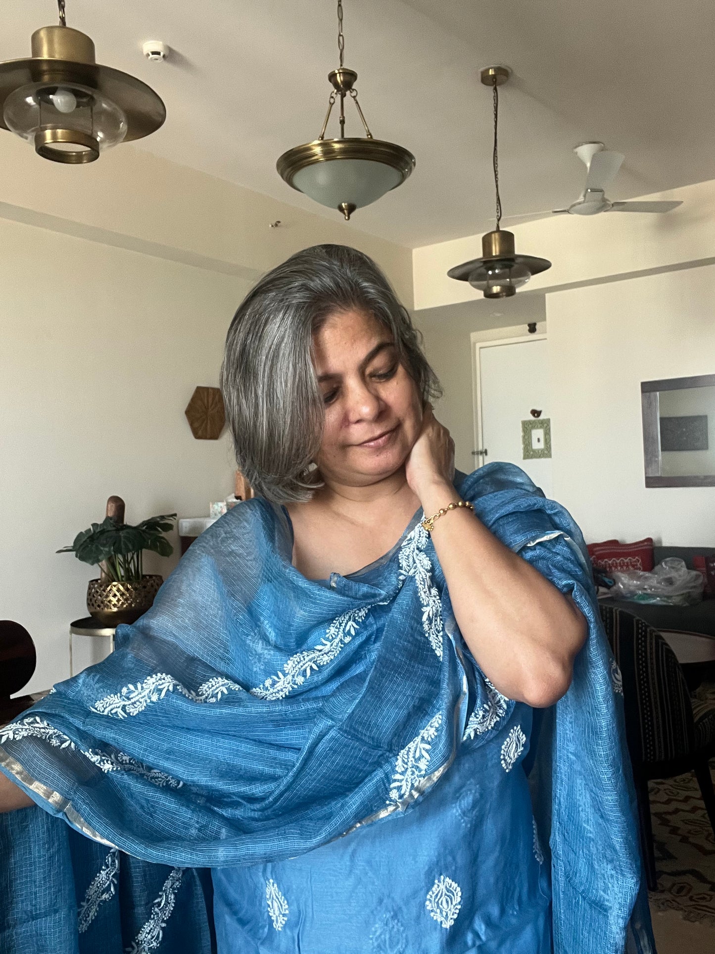 Chanderi chikan kurta and Dupatta