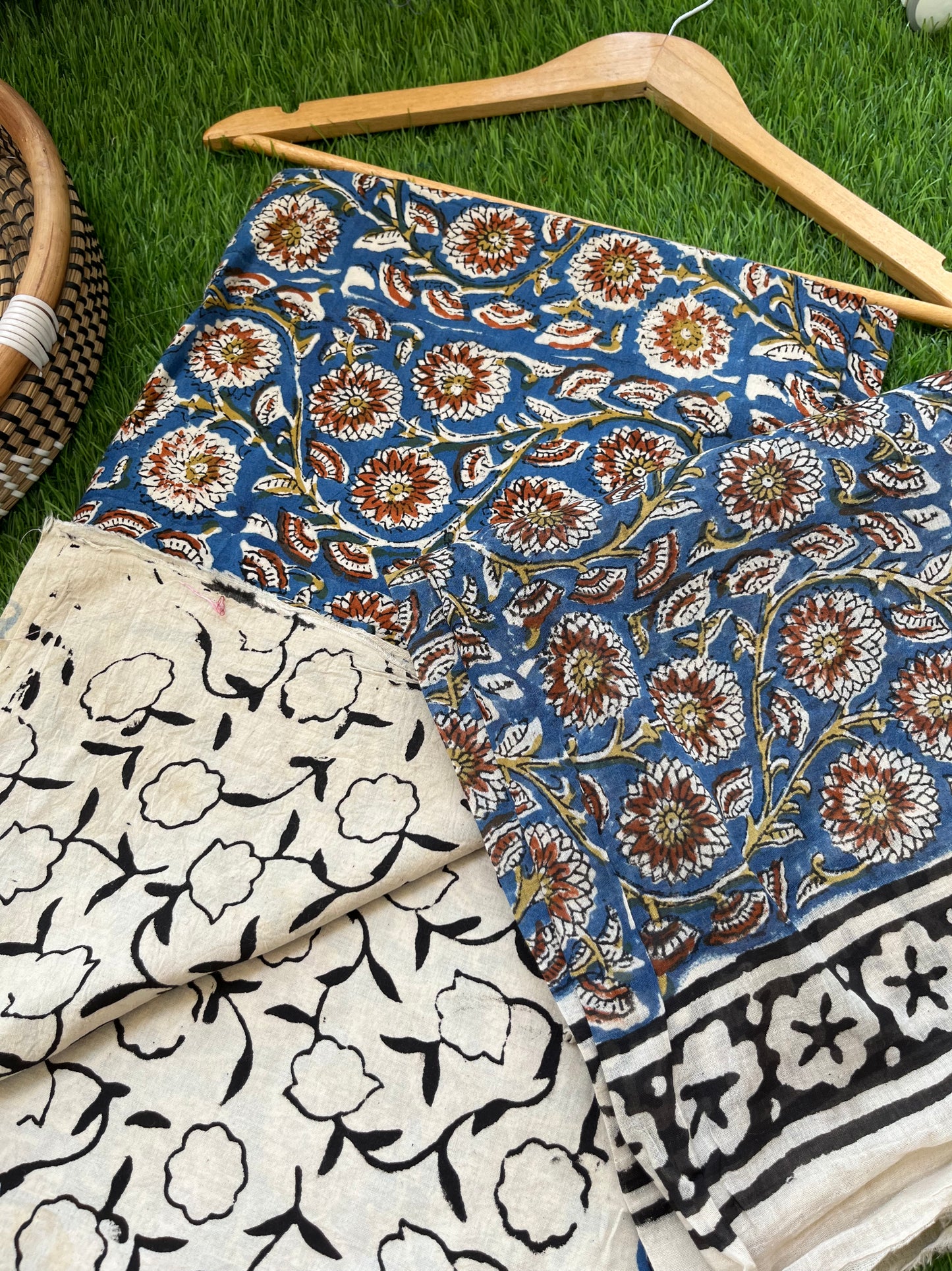 Cotton Kalamkari block print kurta bottom Dupatta