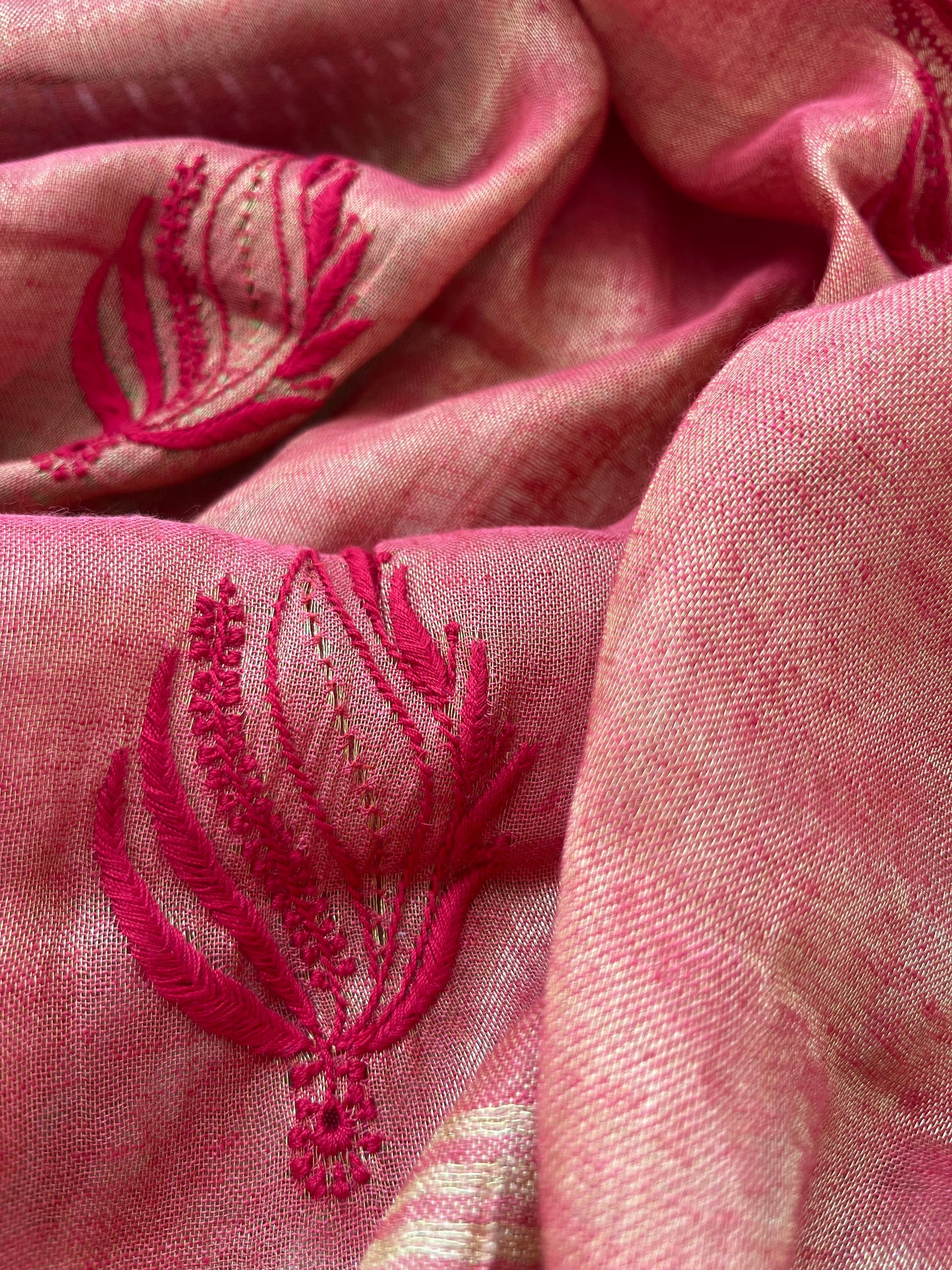 Striped silk kurta bottom fabric linen tissue chikan work dupatta
