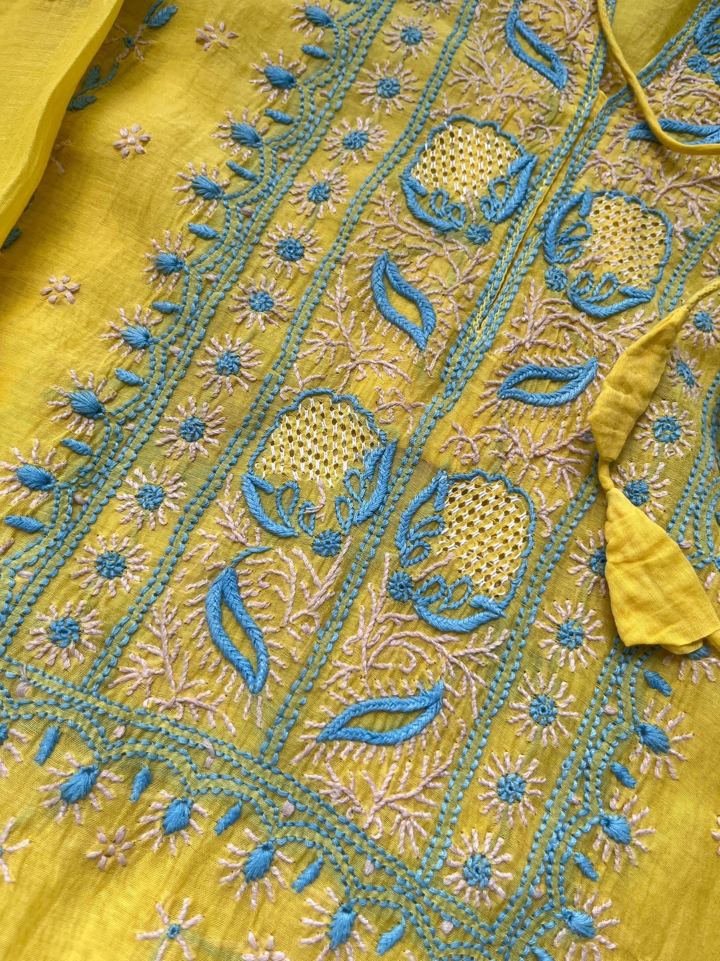 Chanderi Chikankari Kurta silk Dupatta