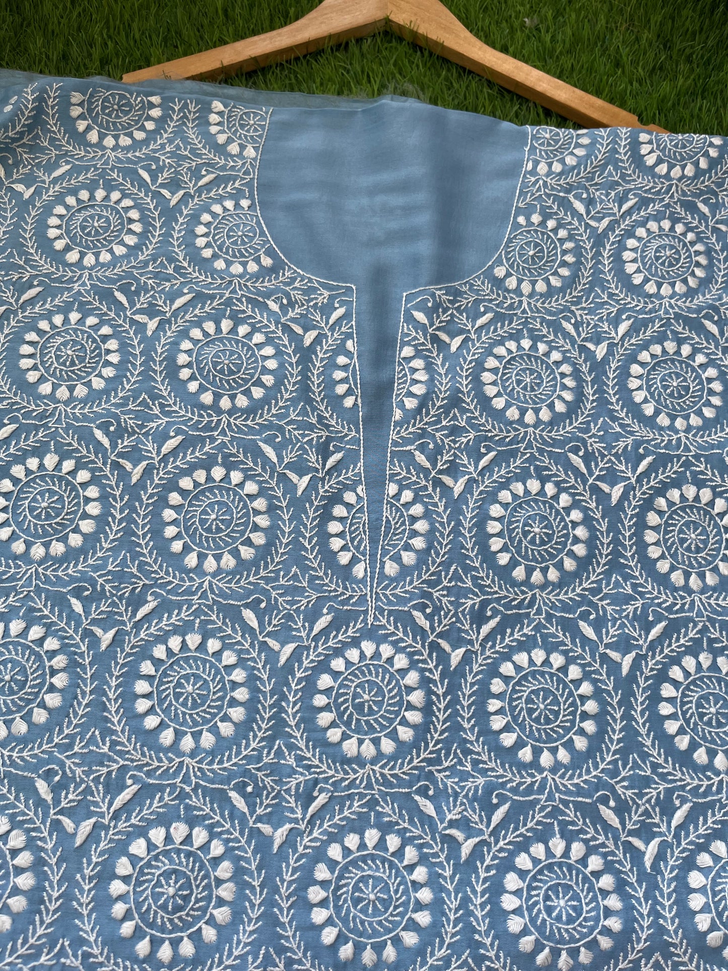 Chanderi chikankari kurta