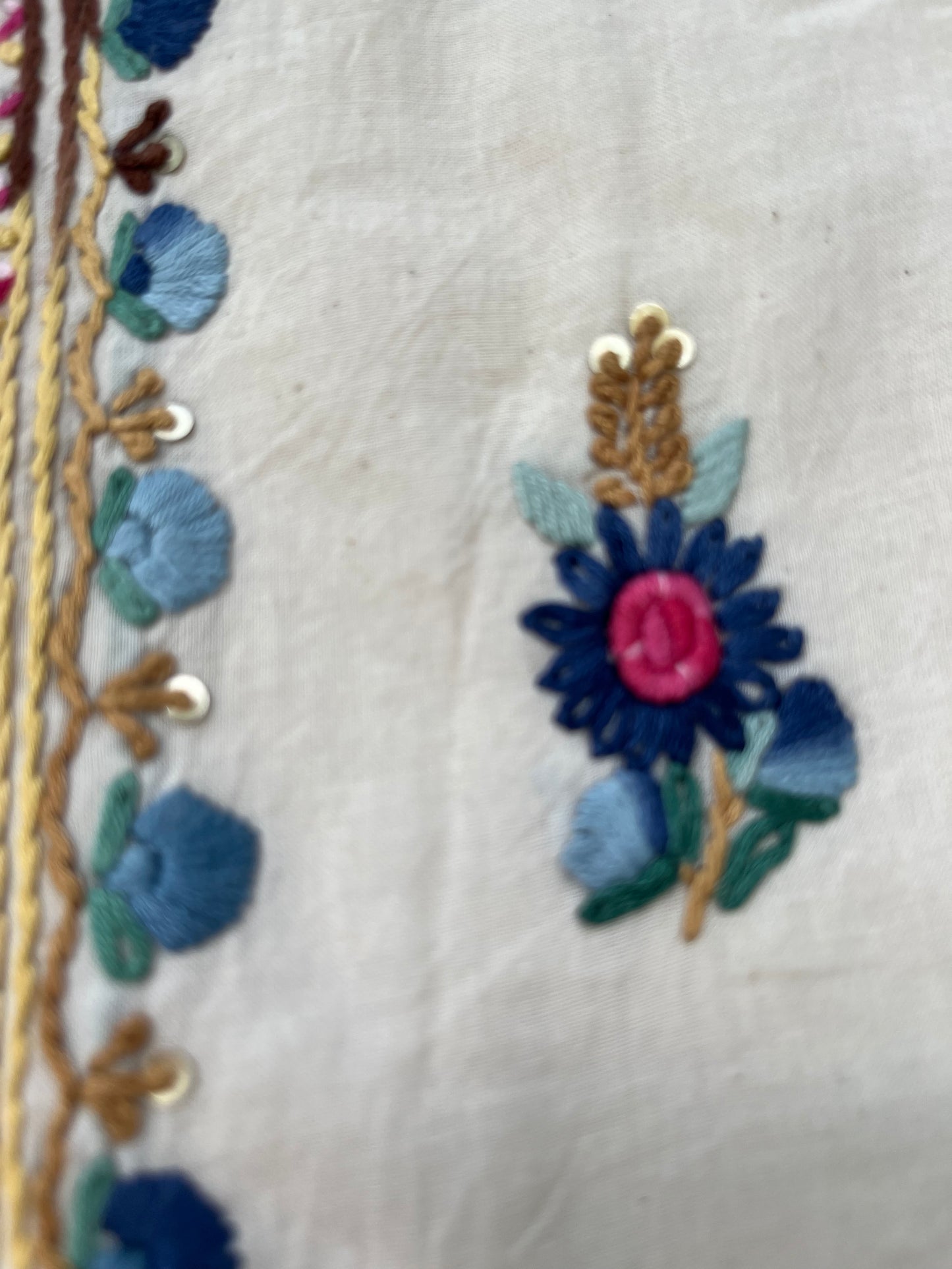 Handwoven Cotton knot work embroidered kurta dupatta and plain bottom fabric