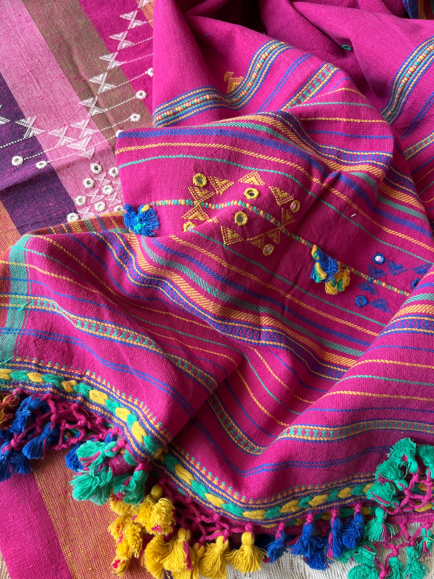 Handwoven organic kala Cotton kurta bottom dupatta