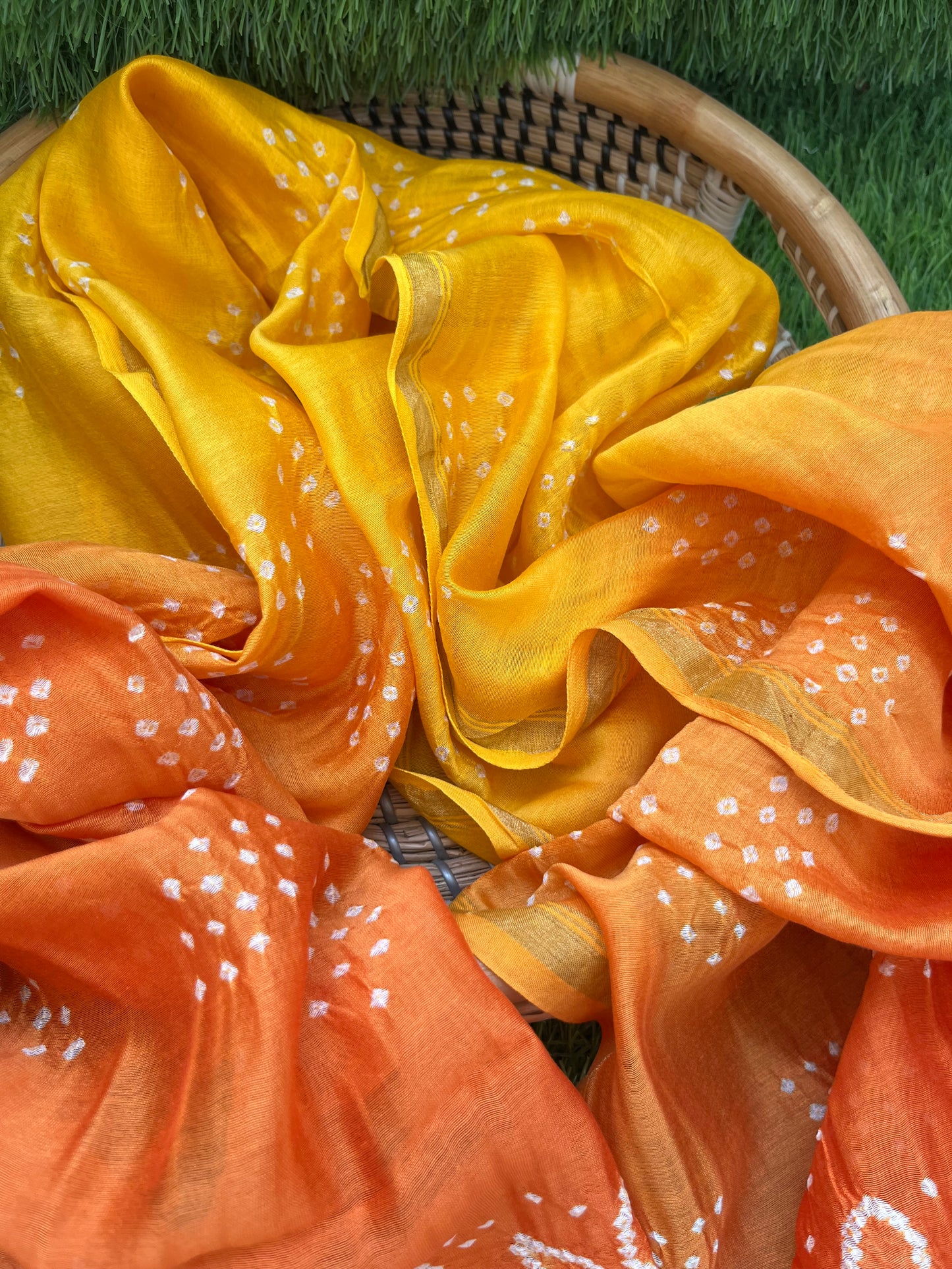 Bandhani Chanderi silk Dupatta