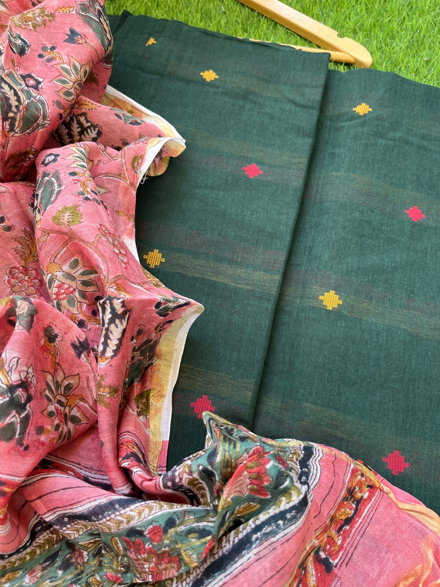 Mangalgiri Cotton kurta bottom chanderi dupatta