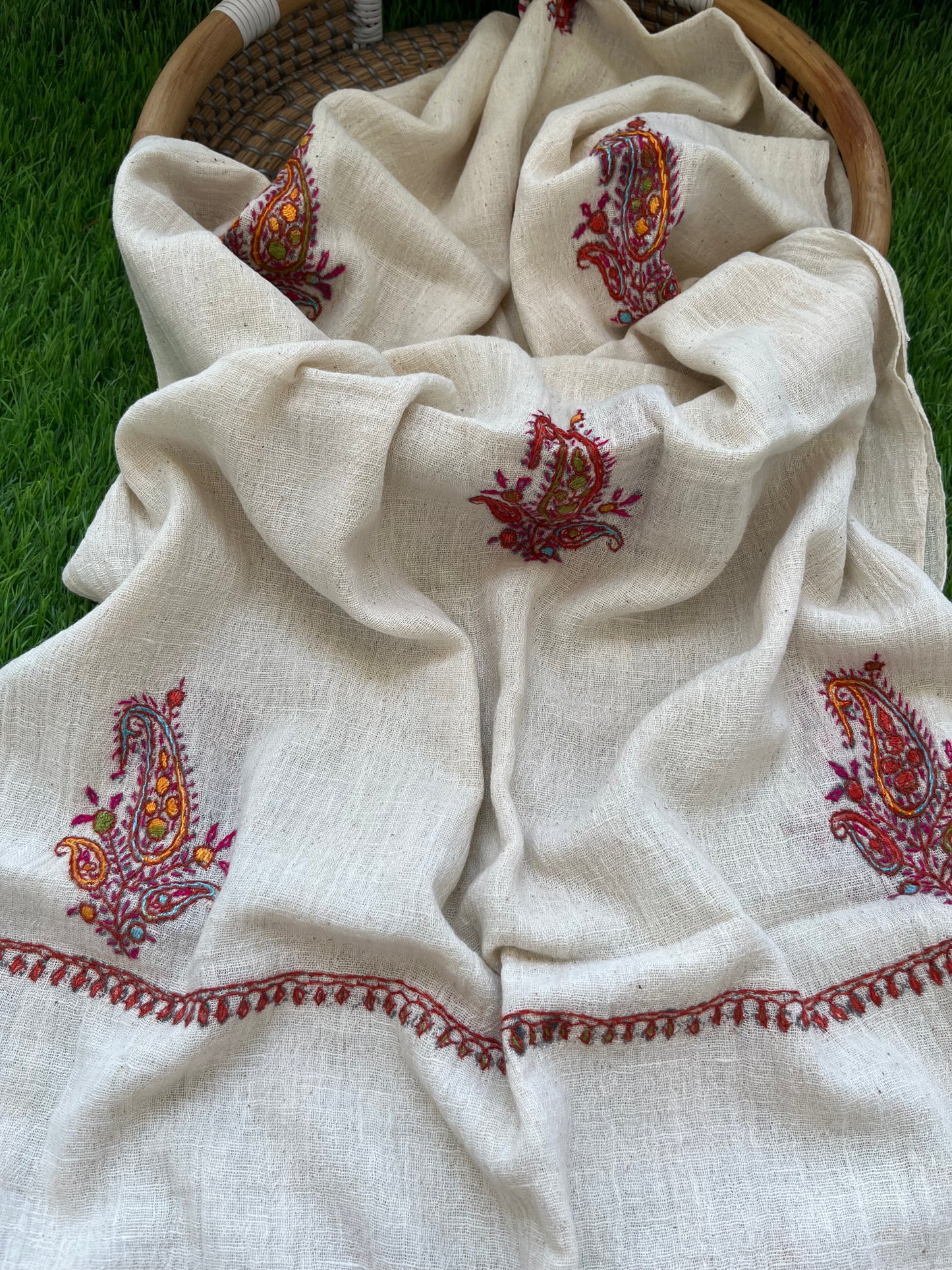 Kala Cotton kashmiri thread work stole