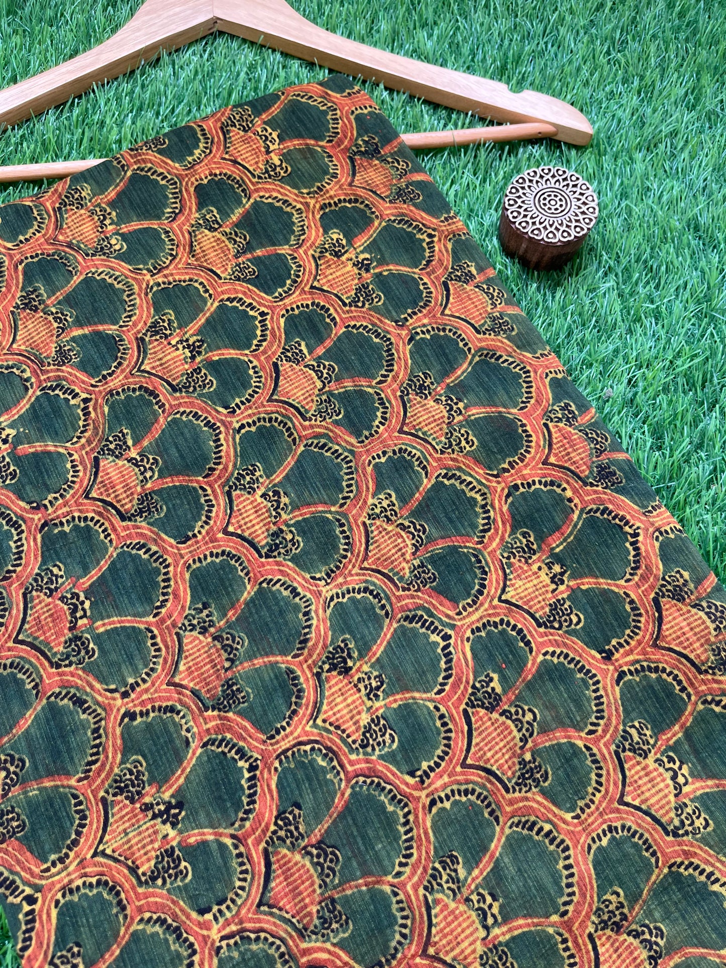 Ajrakh Chanderi fabric