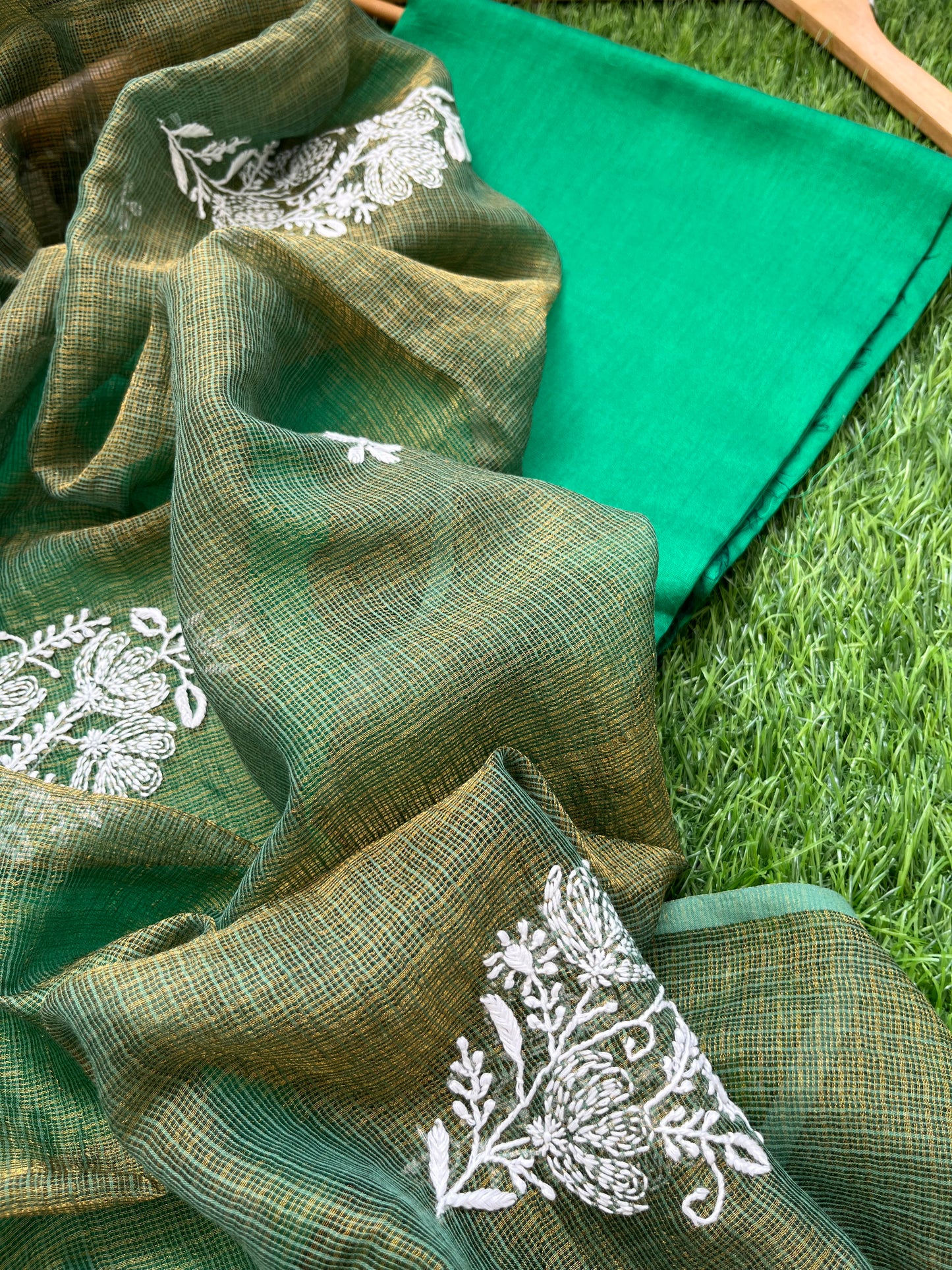 Chanderi kurta kurta fabric kota silk chikan work dupatta