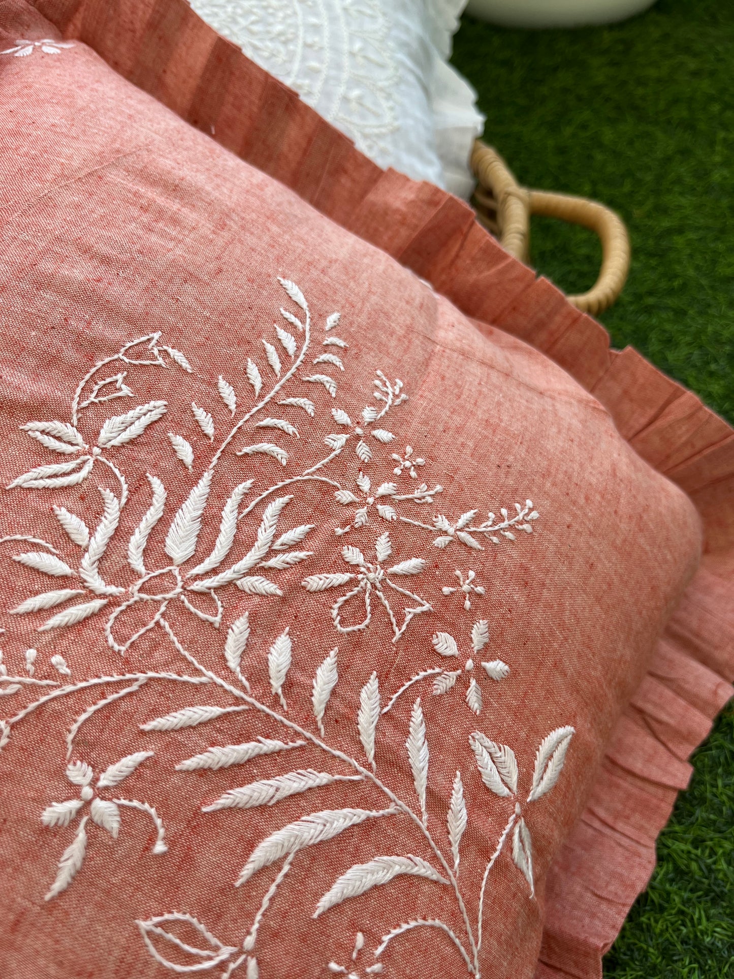 Chikankari cushion cover