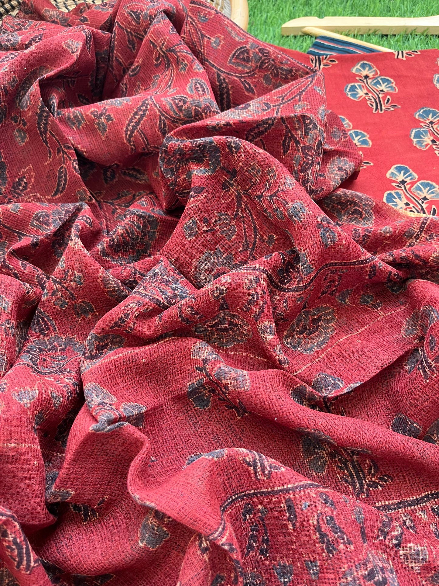 Ajrakh cotton Kurta bottom and kota doria dupatta