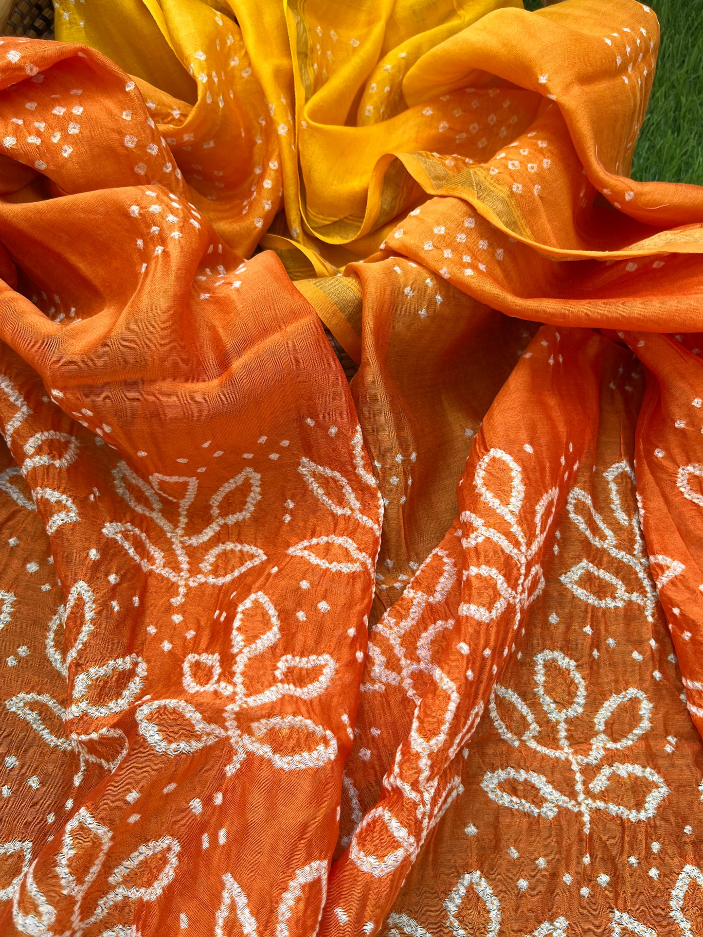 Bandhani Chanderi silk Dupatta