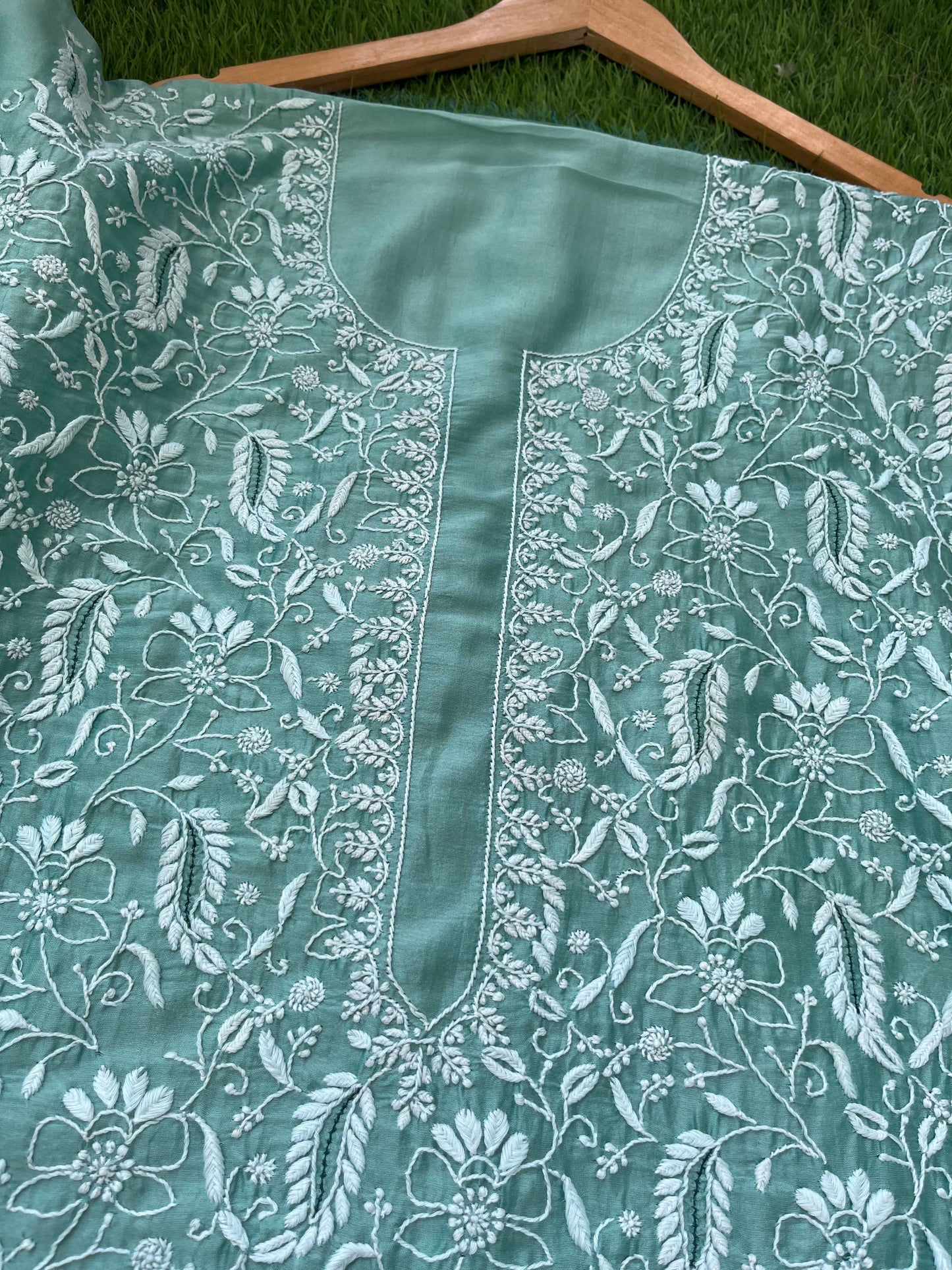 Chanderi chikankari kurta