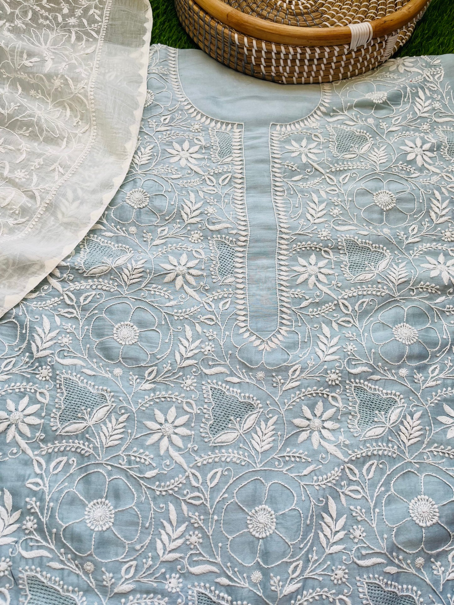 Chanderi Chikankari Kurta