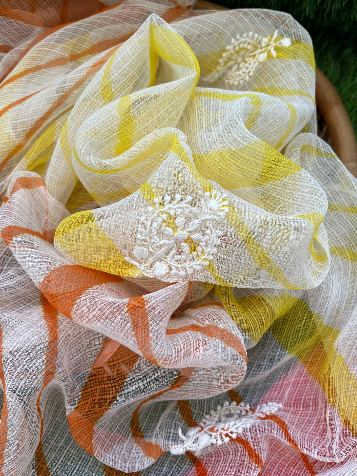 रोज़ाना :kota doria Chikankari Dupatta with cotton block print kurta bottom Fabric