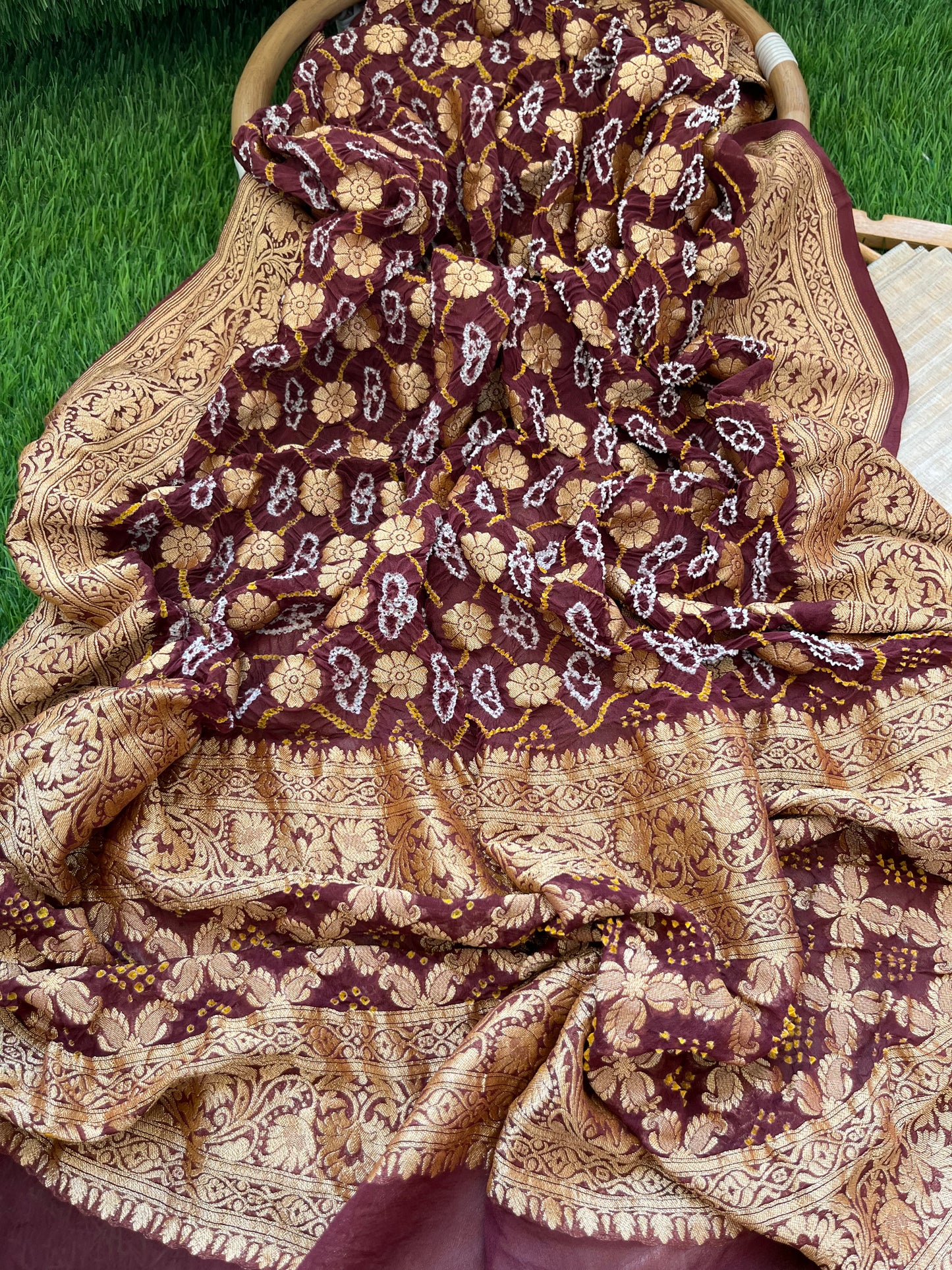 त्योहार् -Banarasi bandhani georgette dupatta silk kurta fabric
