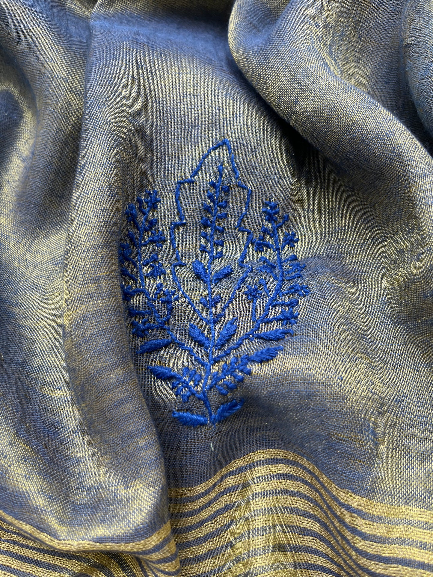 Cotton handloom kurta bottom fabric linen chikan work dupatta