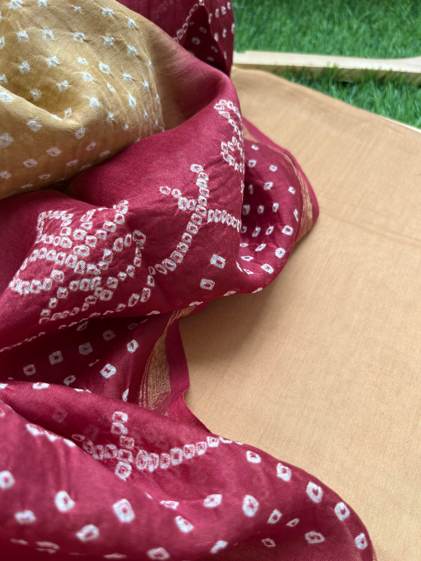Chanderi plain kurta bottom fabric bandhani dupatta