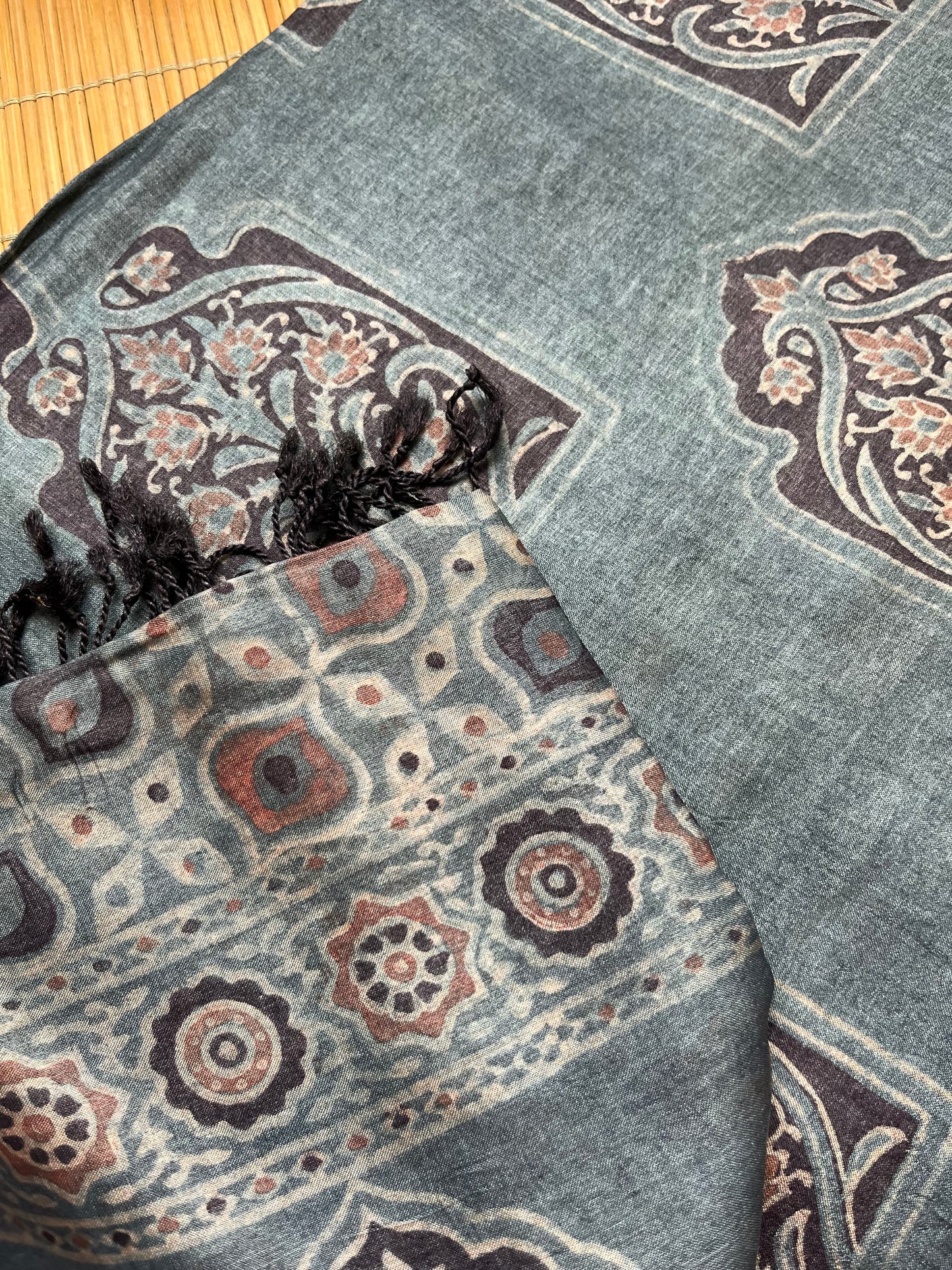 Tussar silk Ajrakh Kurta and dupatta