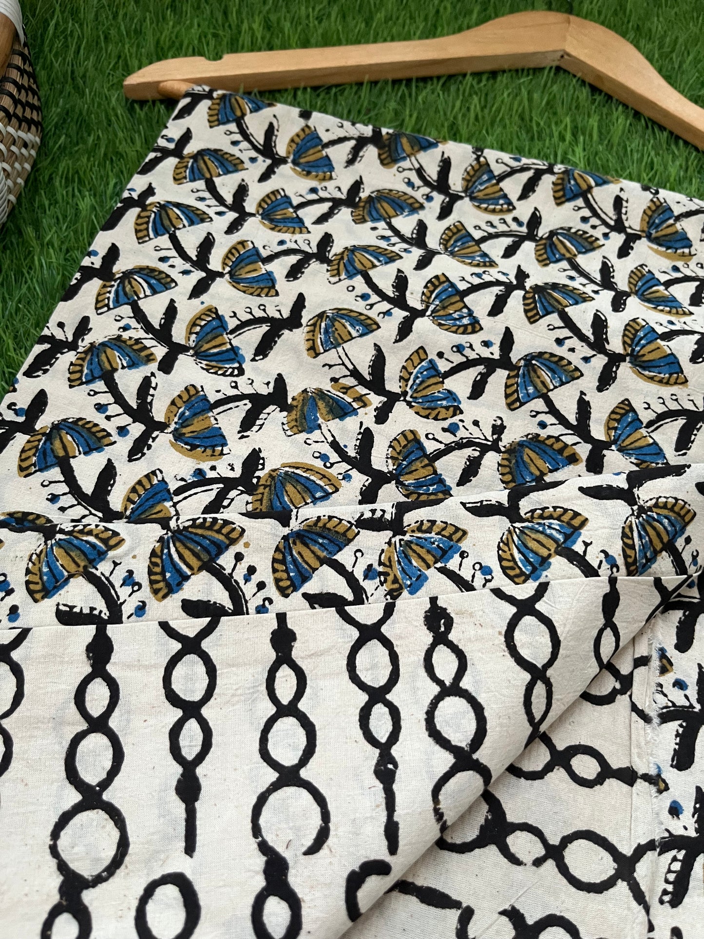 Cotton Kalamkari block print kurta bottom Dupatta