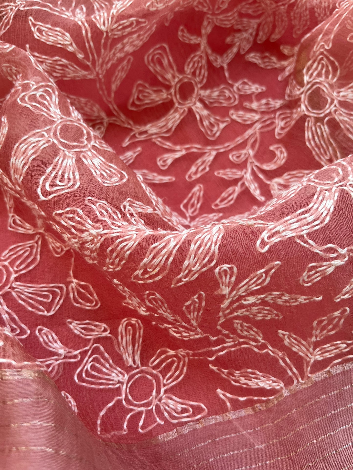 त्योहार - chanderi kurta bottom fabric organza chikan work dupatta