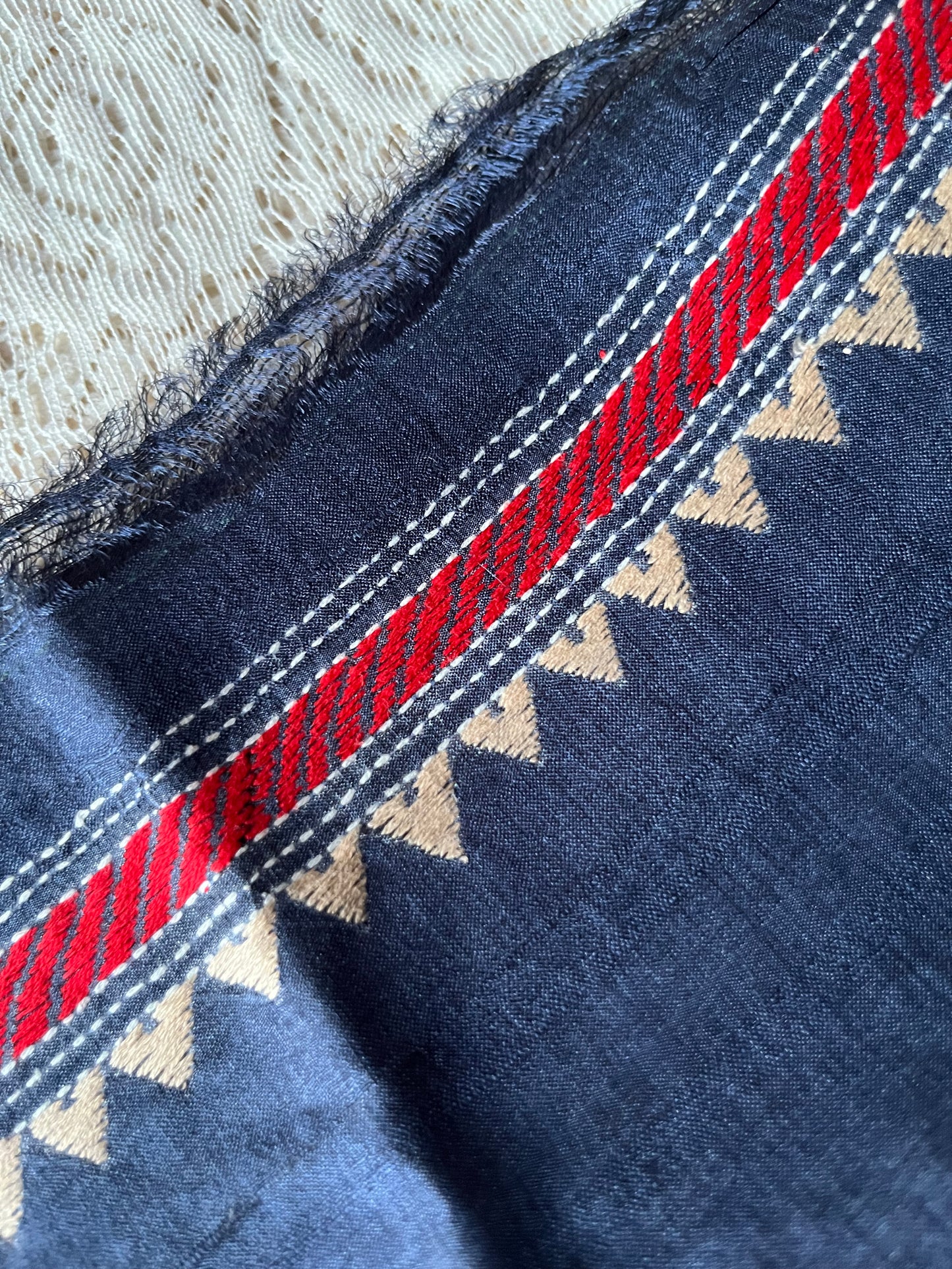 Silk Kantha work kurta fabric