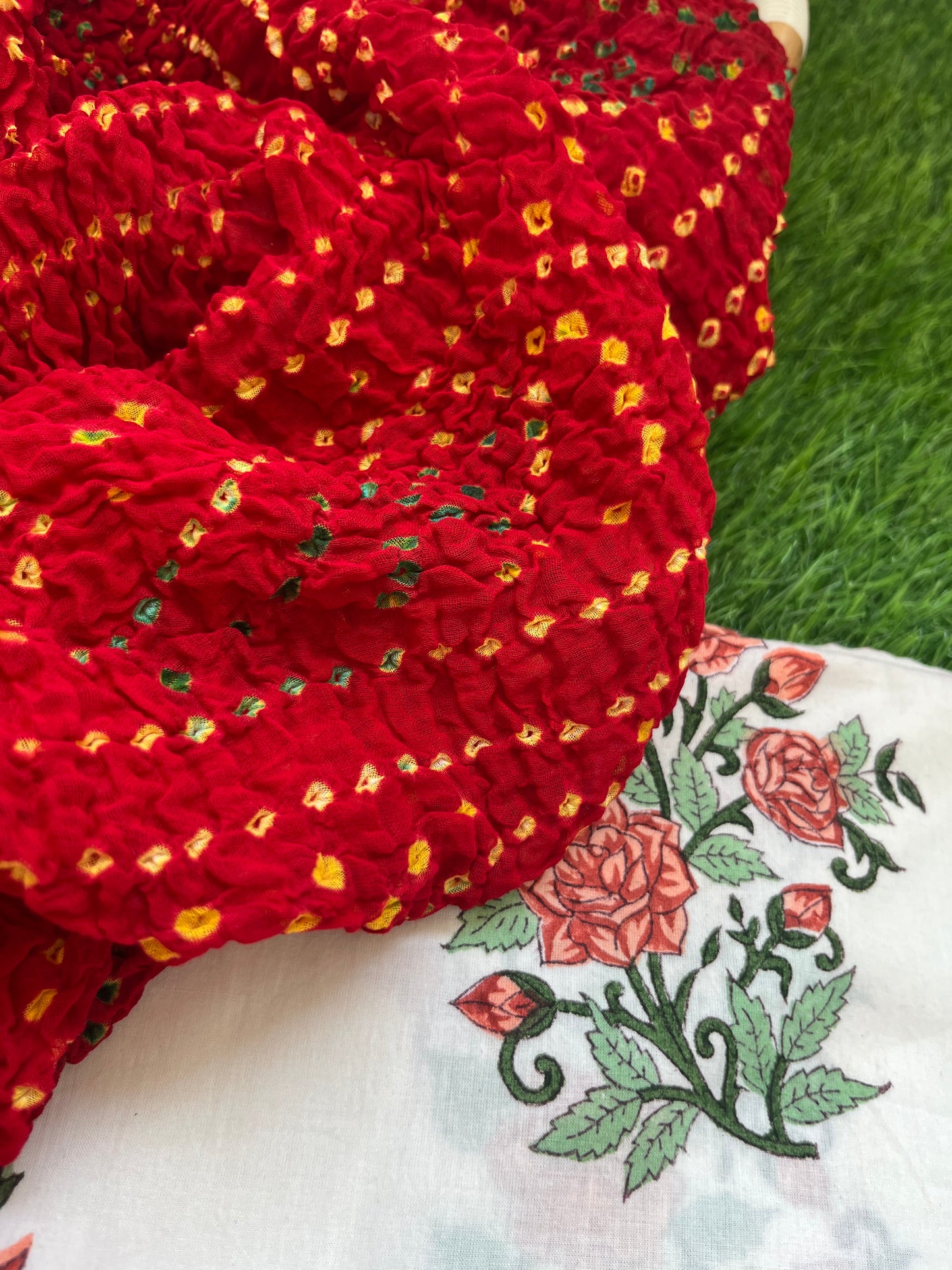 Cotton bandhani and block print set