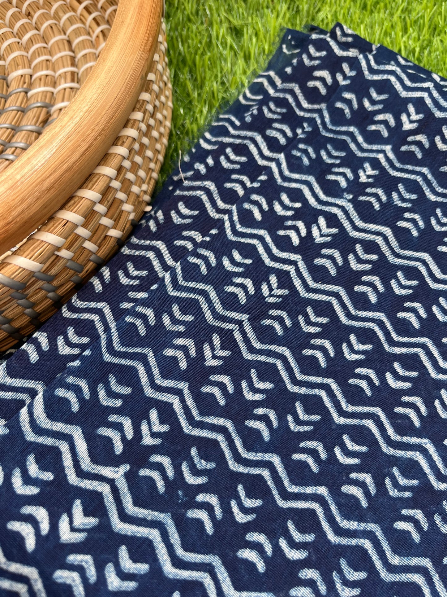 Chanderi indigo fabric