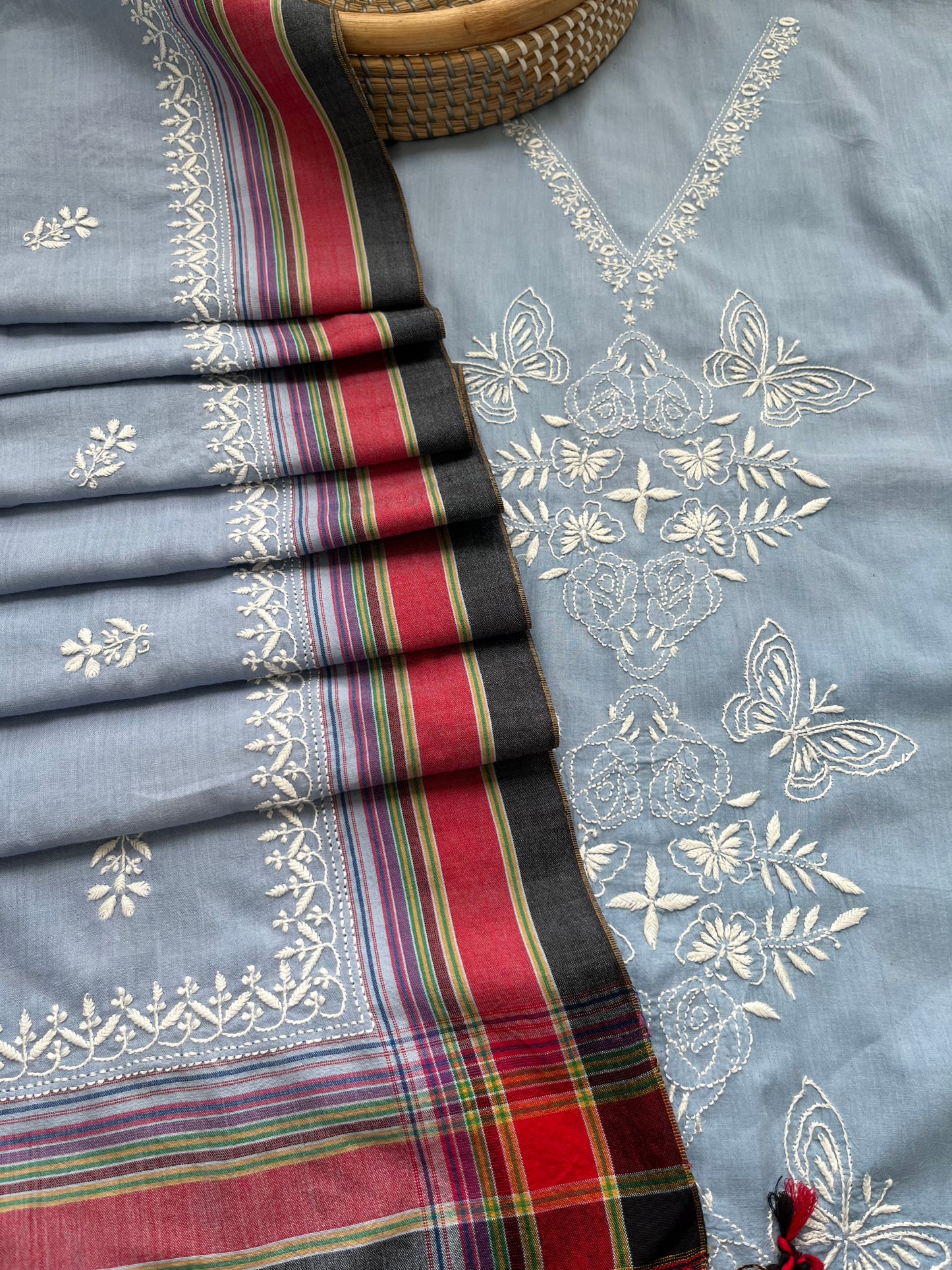 Kala cotton chikan Kurta dupatta