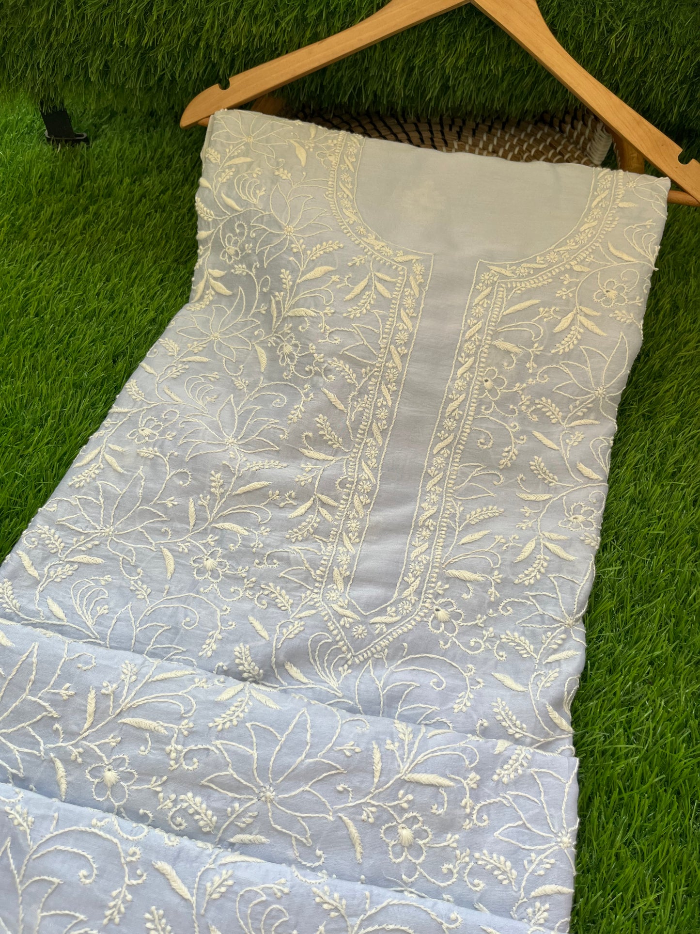 Chanderi chikankari kurta