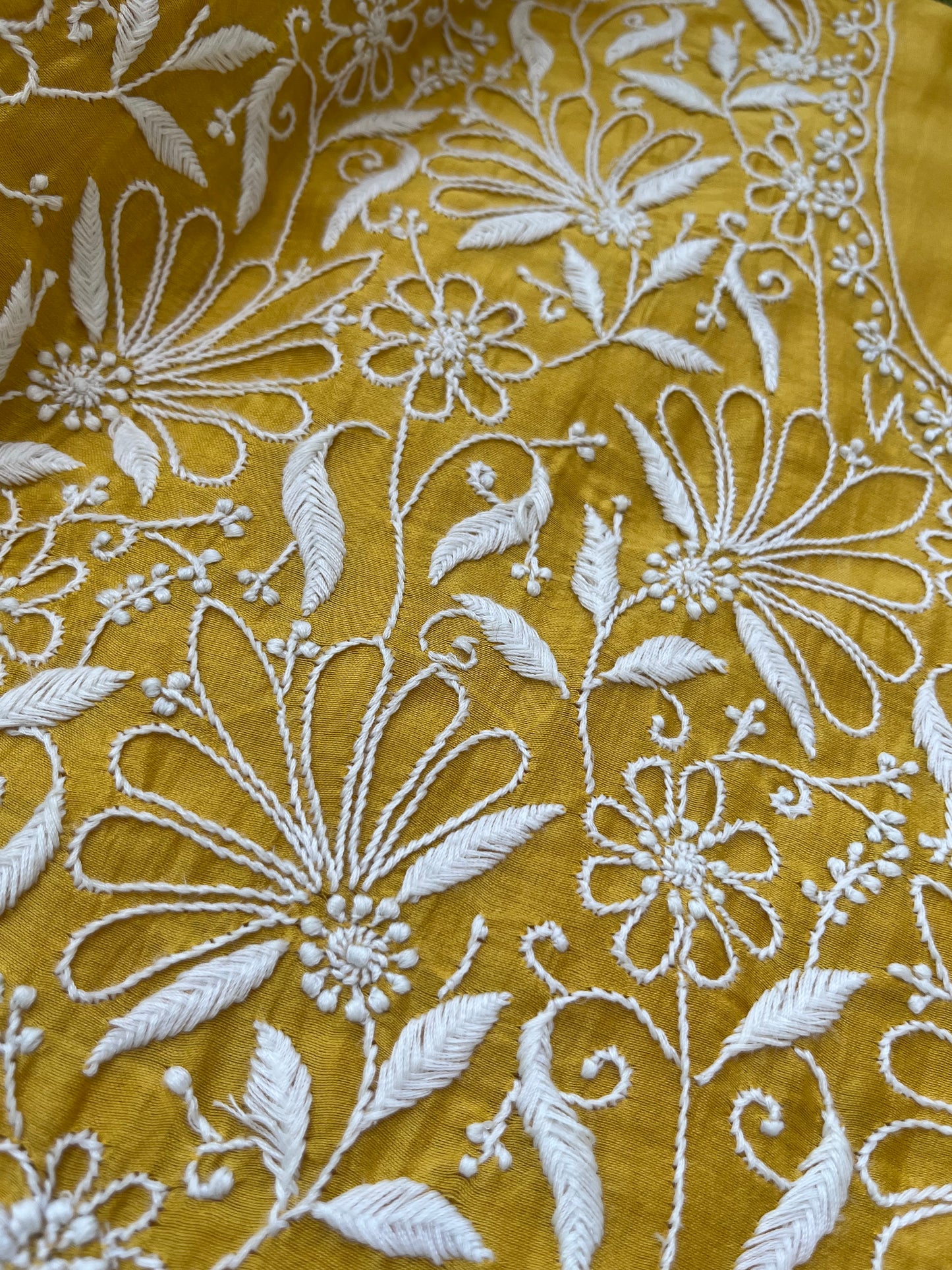 Chanderi chikankari kurta