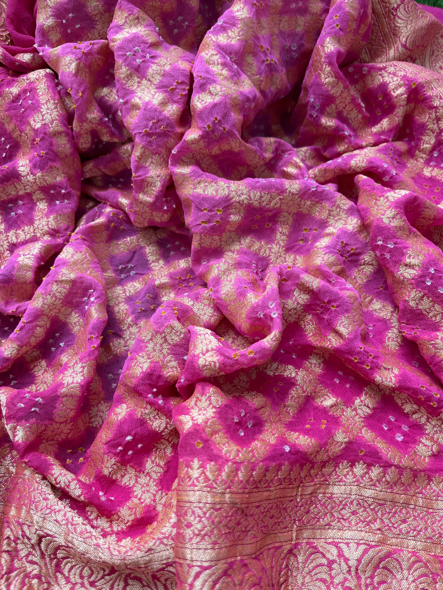 त्योहार् -Banarasi bandhani georgette dupatta chanderi fabric