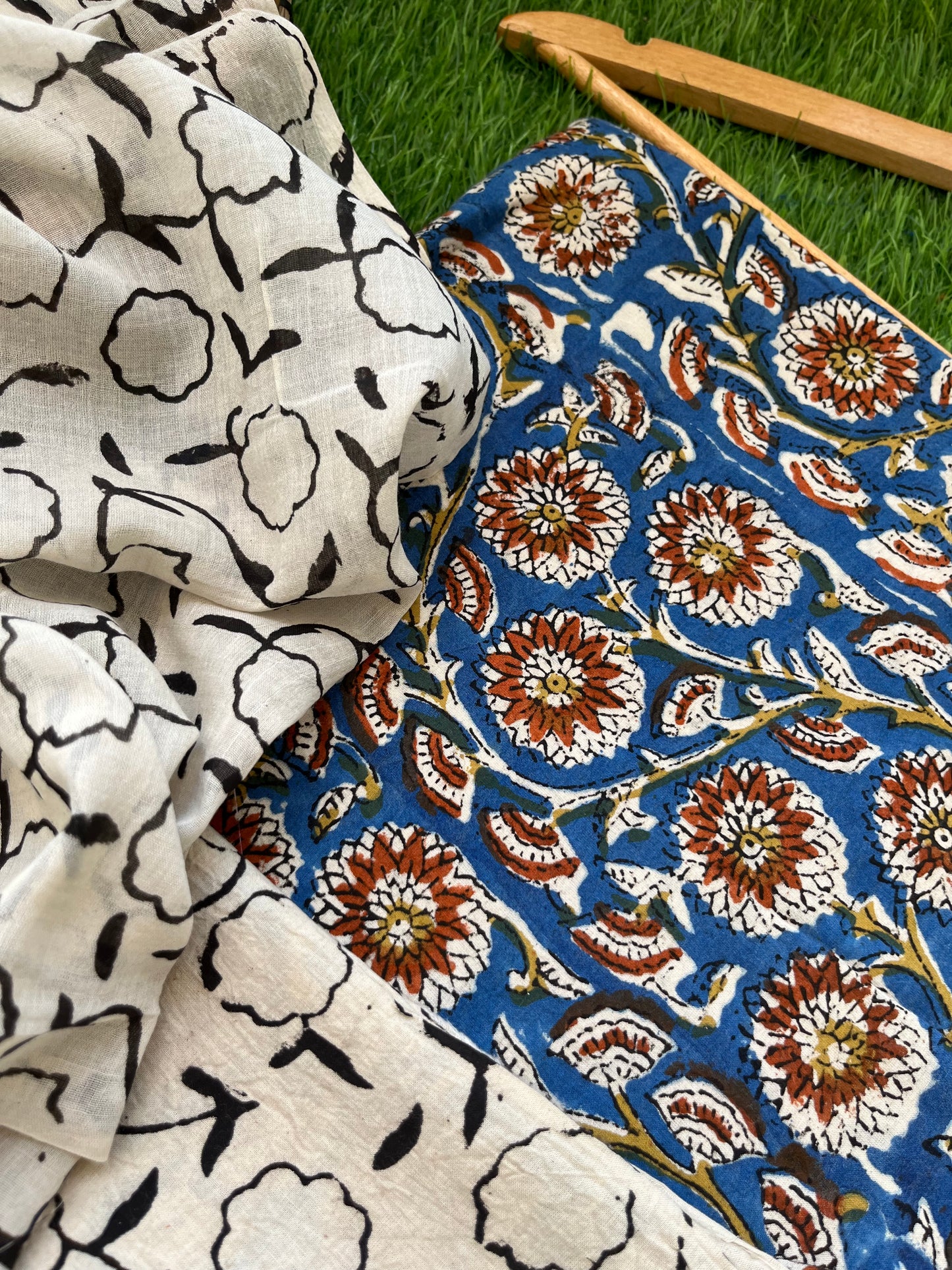 Cotton Kalamkari block print kurta bottom Dupatta