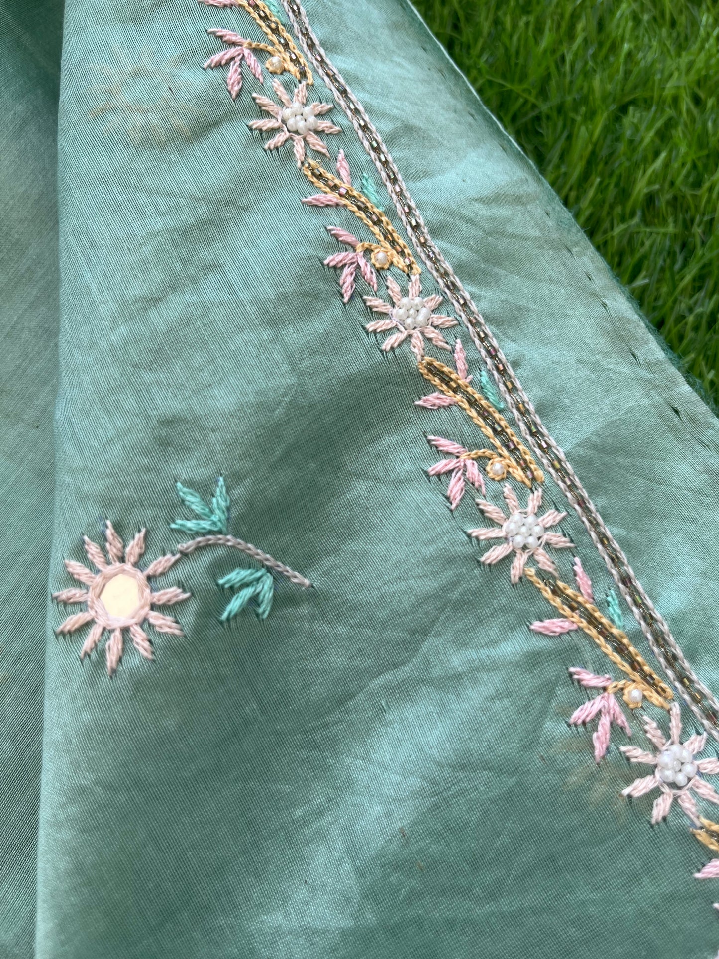 Hand embroidered chanderi kurta kota silk chikan work dupatta