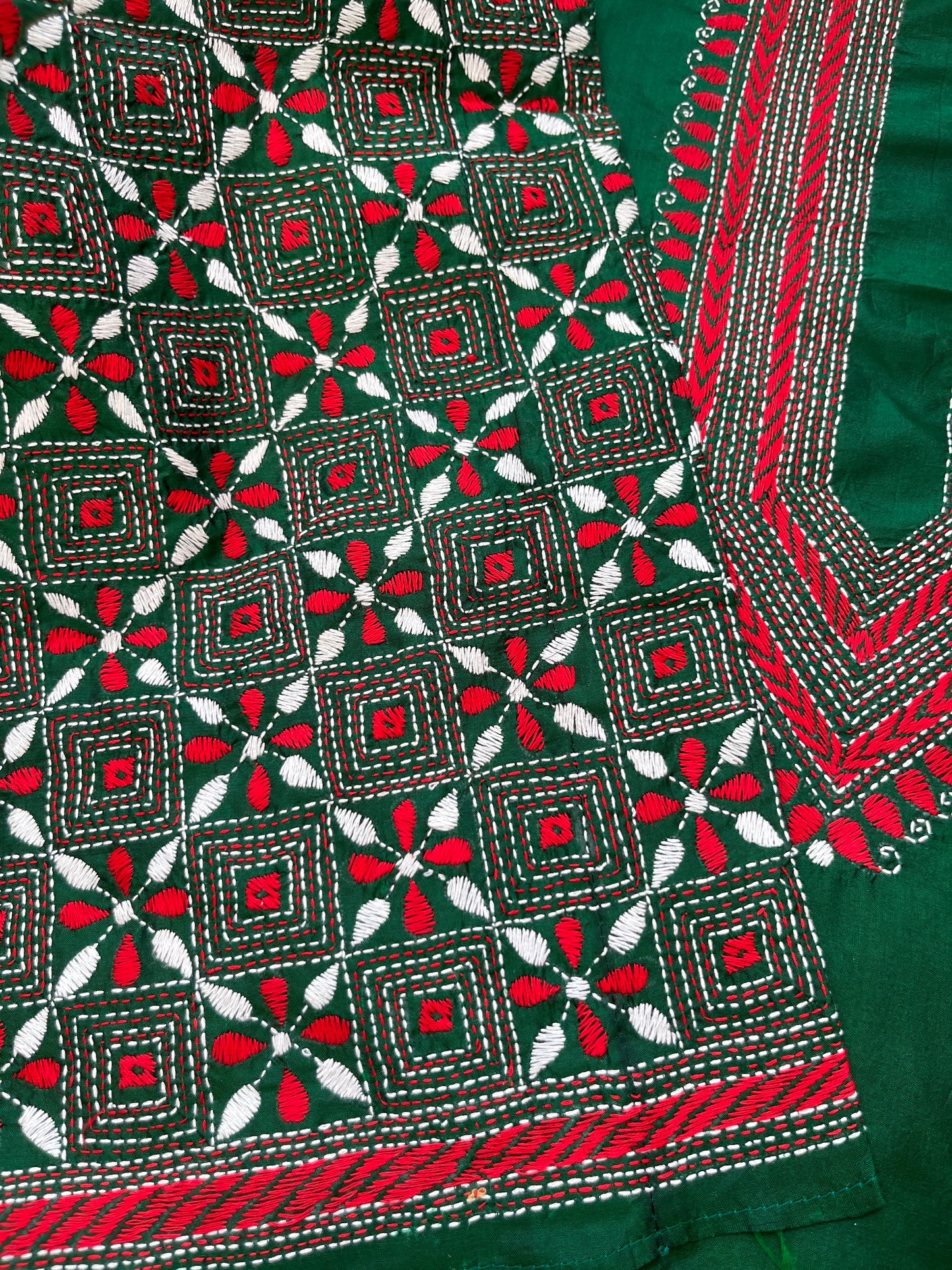 Silk Kantha work kurta fabric