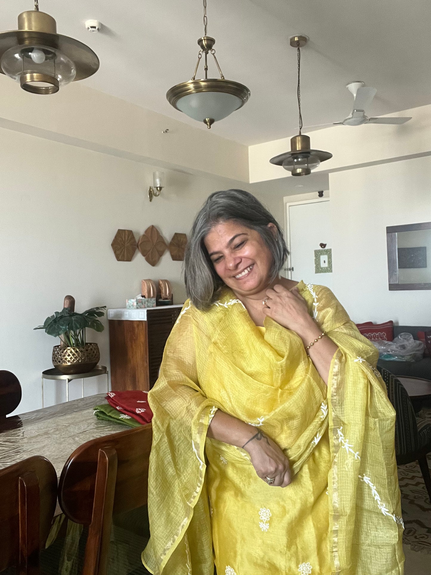 Chanderi chikan kurta and Dupatta