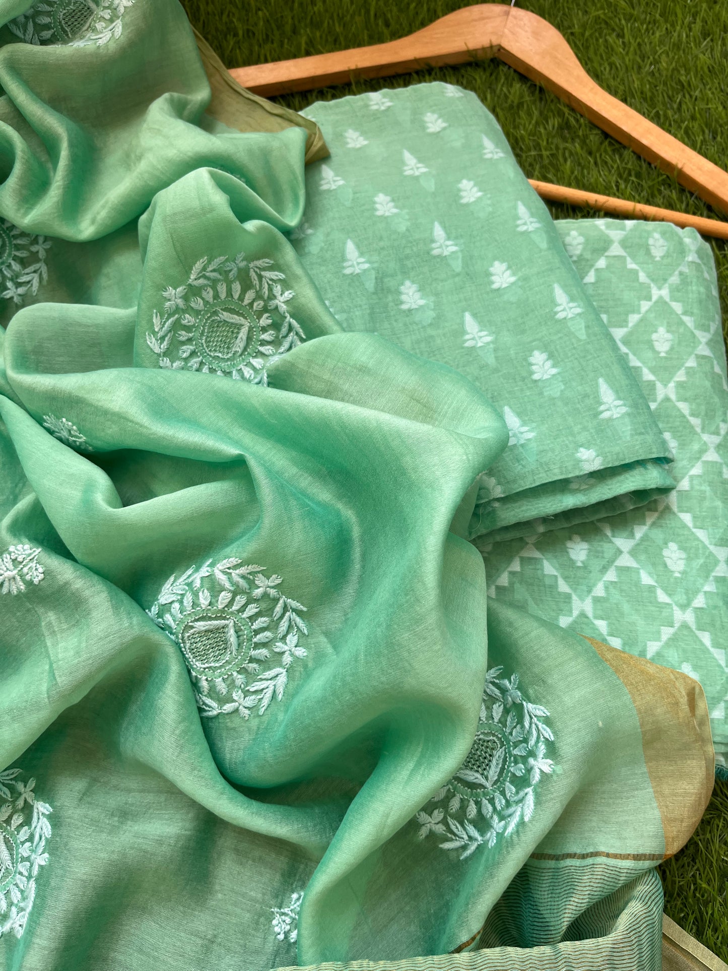 Jaamdani kurta bottom chanderi dupatta