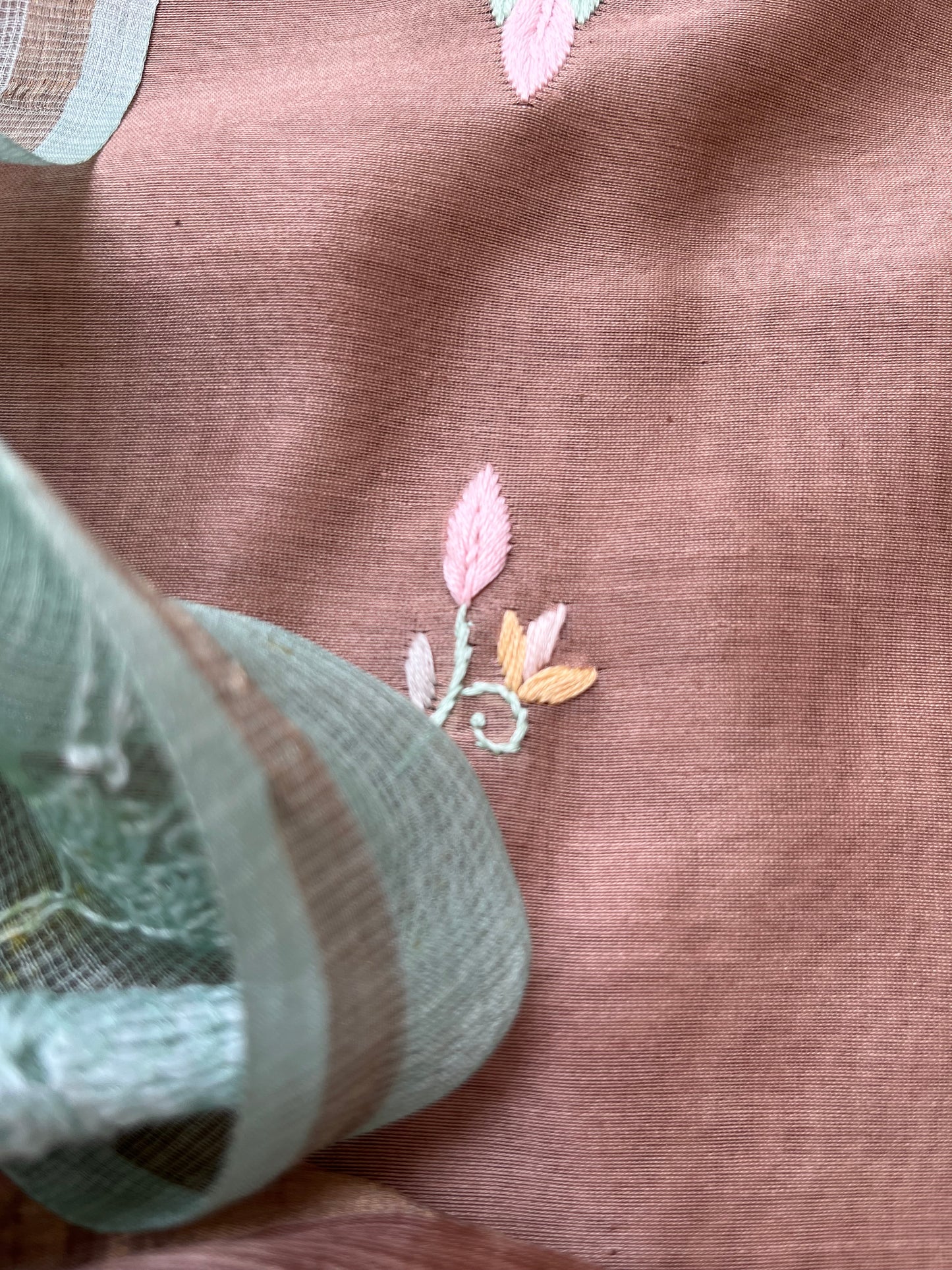 Hand embroidered chanderi kurta kota silk chikan work dupatta