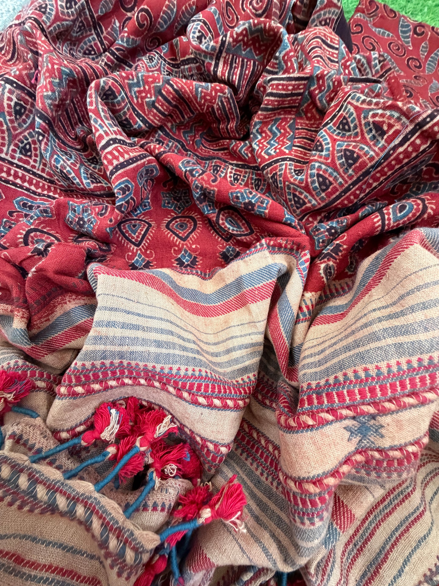 Kala Cotton Ajrakh Kurta bottom and dupatta