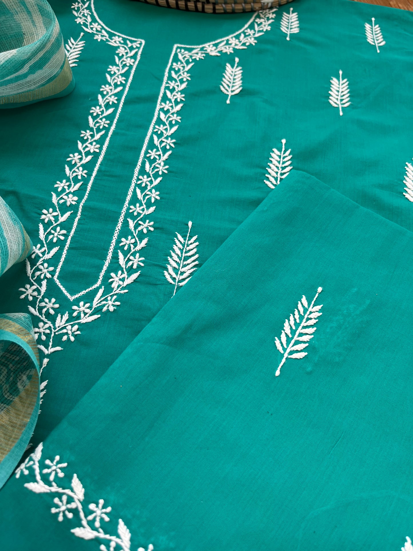 Cotton chikan kurta bottom
