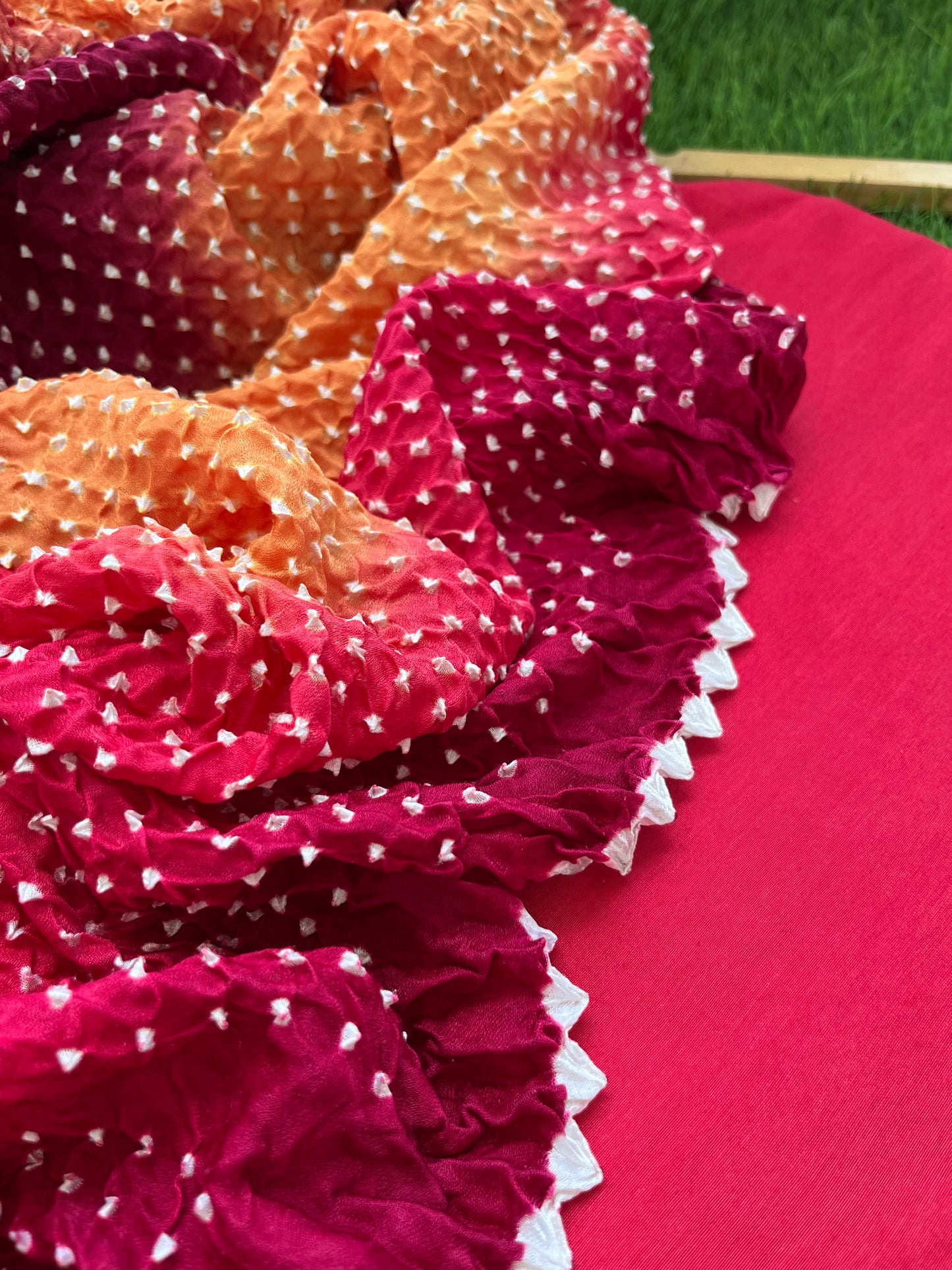 त्योहार् -Gajji Silk bandhani dupatta chanderi fabric