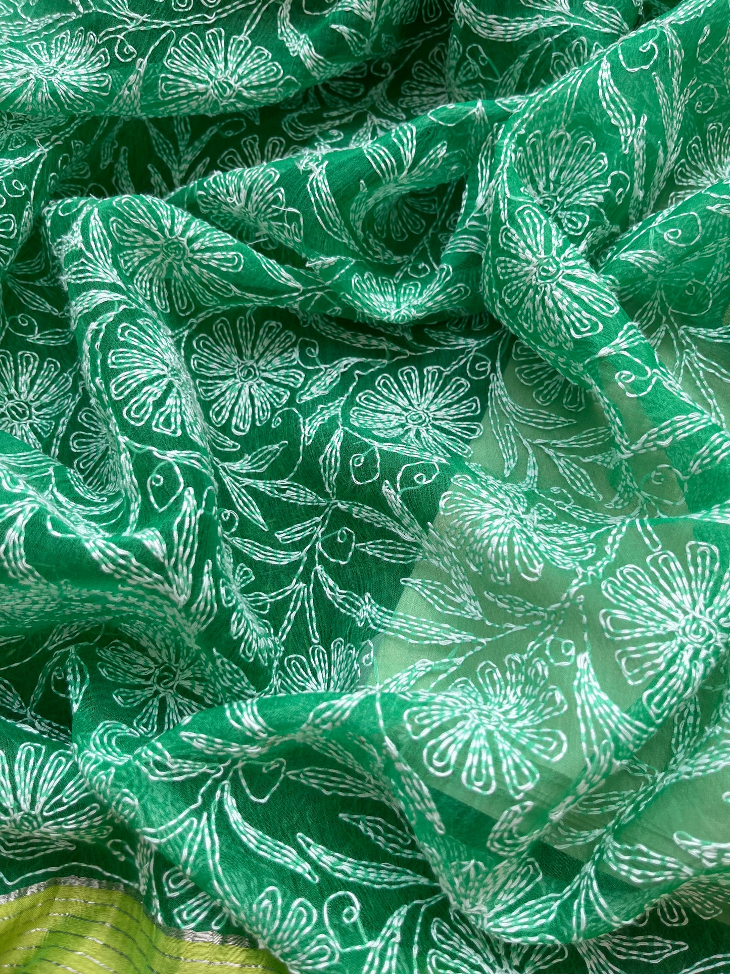 त्योहार - munga silk kurta bottom fabric organza chikan work dupatta